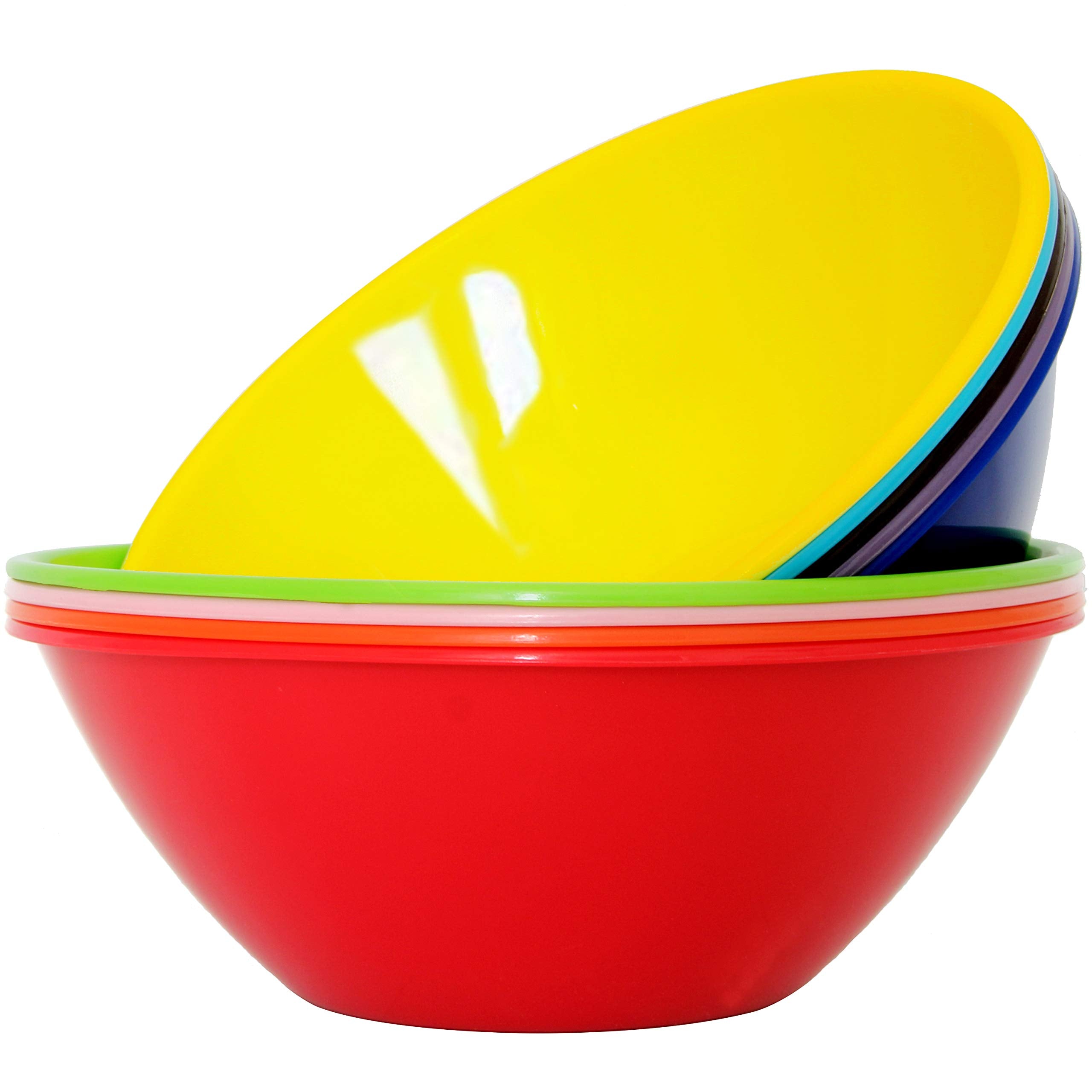Youngever 9 Pack 3000ML Re-usable Plastic Mixing and Serving Bowls, Popcorn Bowls, Salad Bowls, Chip and Dip Serving Bowls, in 9 Colors