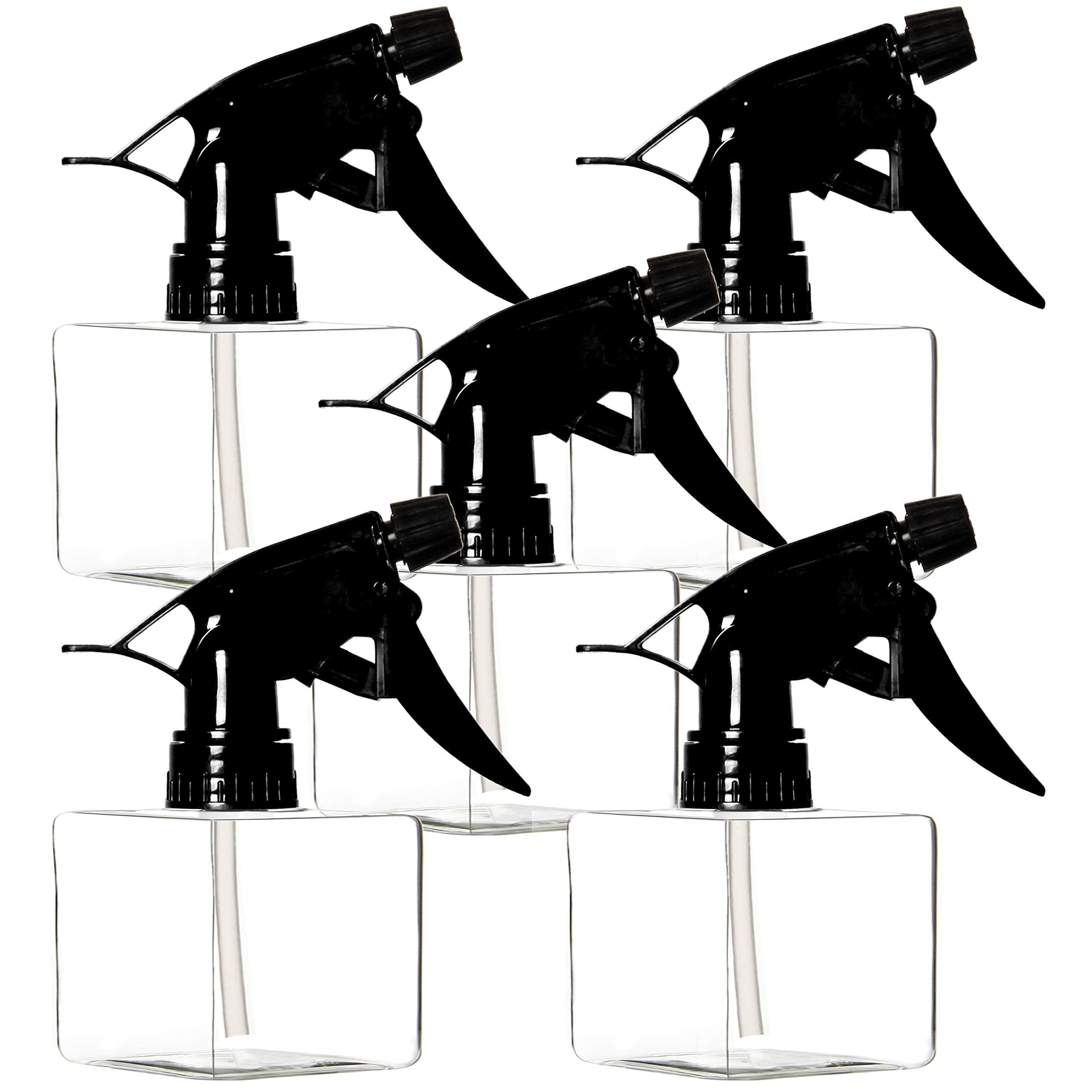 Youngever 5 Pack Empty Plastic Spray Bottles, Square Spray Bottles for Hair and Cleaning Solutions