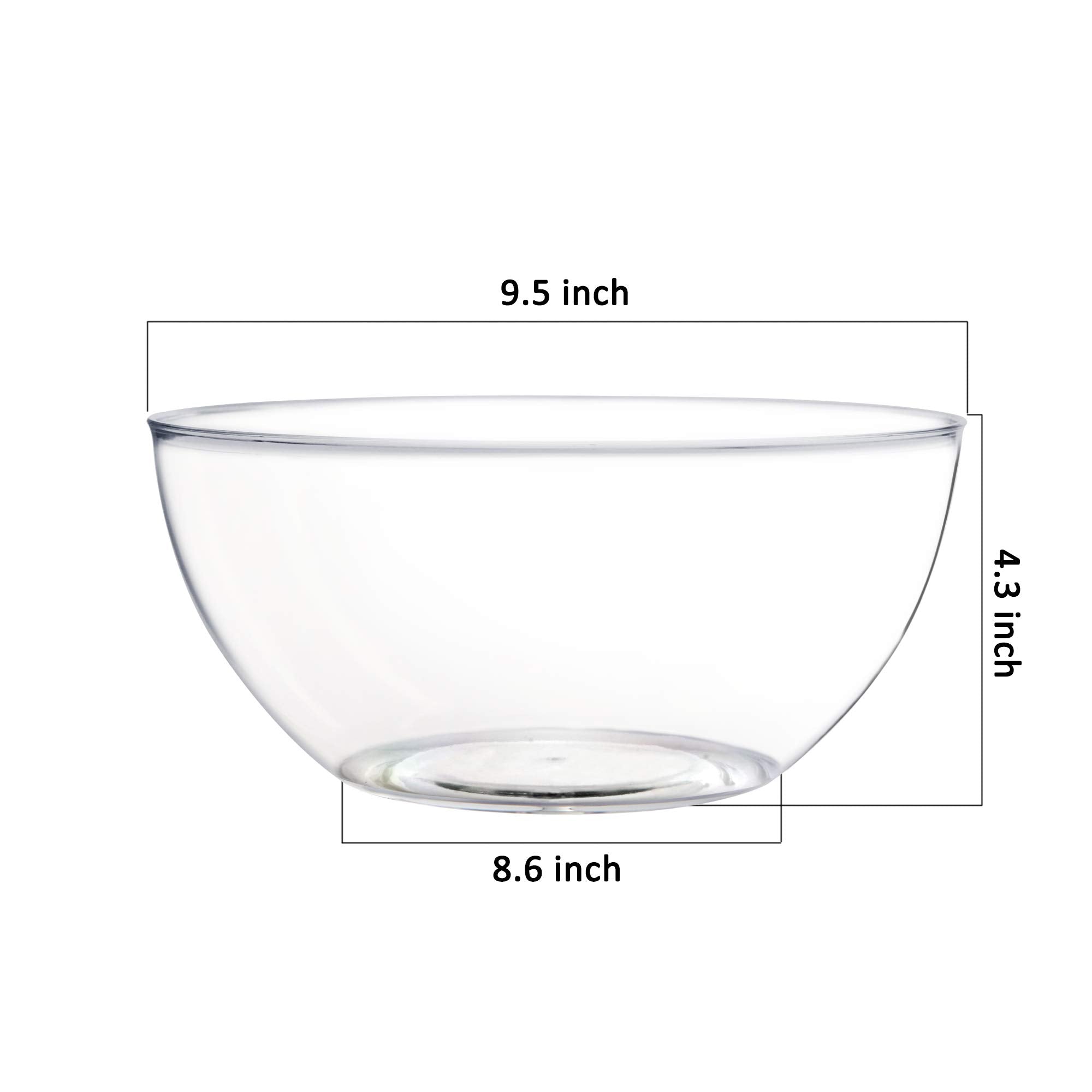 Youngever 4 Pack 115OZ Large Clear Plastic Mixing and Serving Bowls, Popcorn Bowls, Salad Bowls, Chip and Dip Serving Bowls