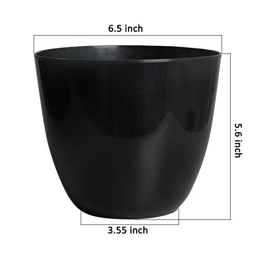 Youngever 7 Pack 6.5 Inch Plastic Planters Indoor Flower Plant Pots, Modern Decorative Gardening Pot with Drainage for All House Plants, Flowers, Herbs, Succulents and Hanging Plants