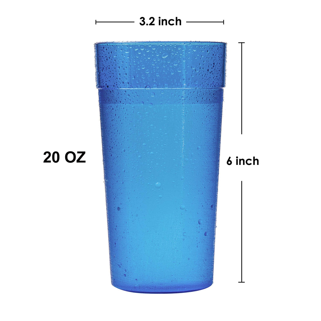Youngever 18 Pack 20 Ounce Plastic Tumblers, Drinking Glasses, Restaurant-Quality Shatterproof Beverage Tumblers, 6 Colors, Reusable | Stackable | NO BPA | Top-rack Dishwasher Safe