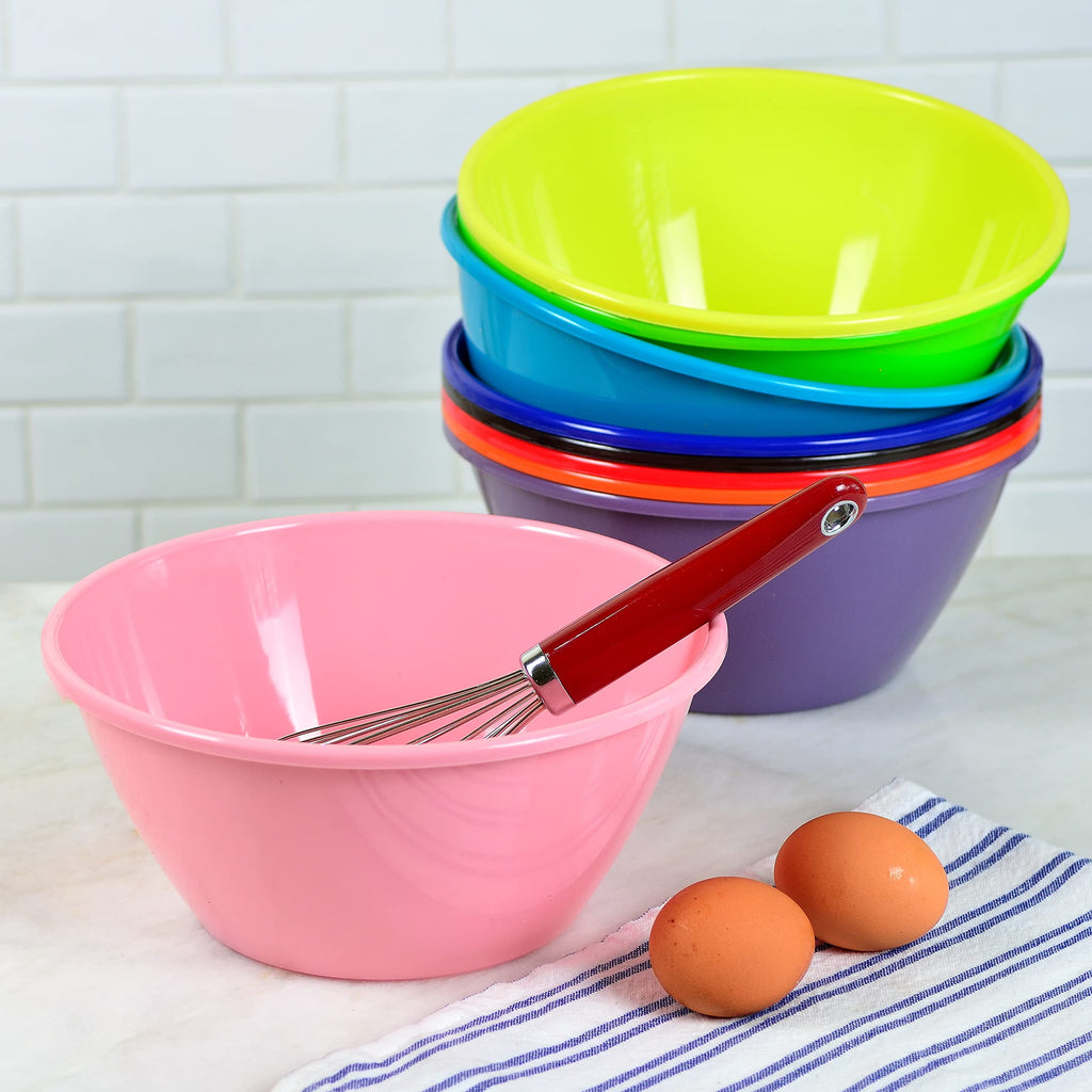 Youngever 9 inch 80 Ounce Plastic Mixing and Serving Bowls, Popcorn Bowls, Salad Bowls, Chip and Dip Serving Bowls, Set of 9