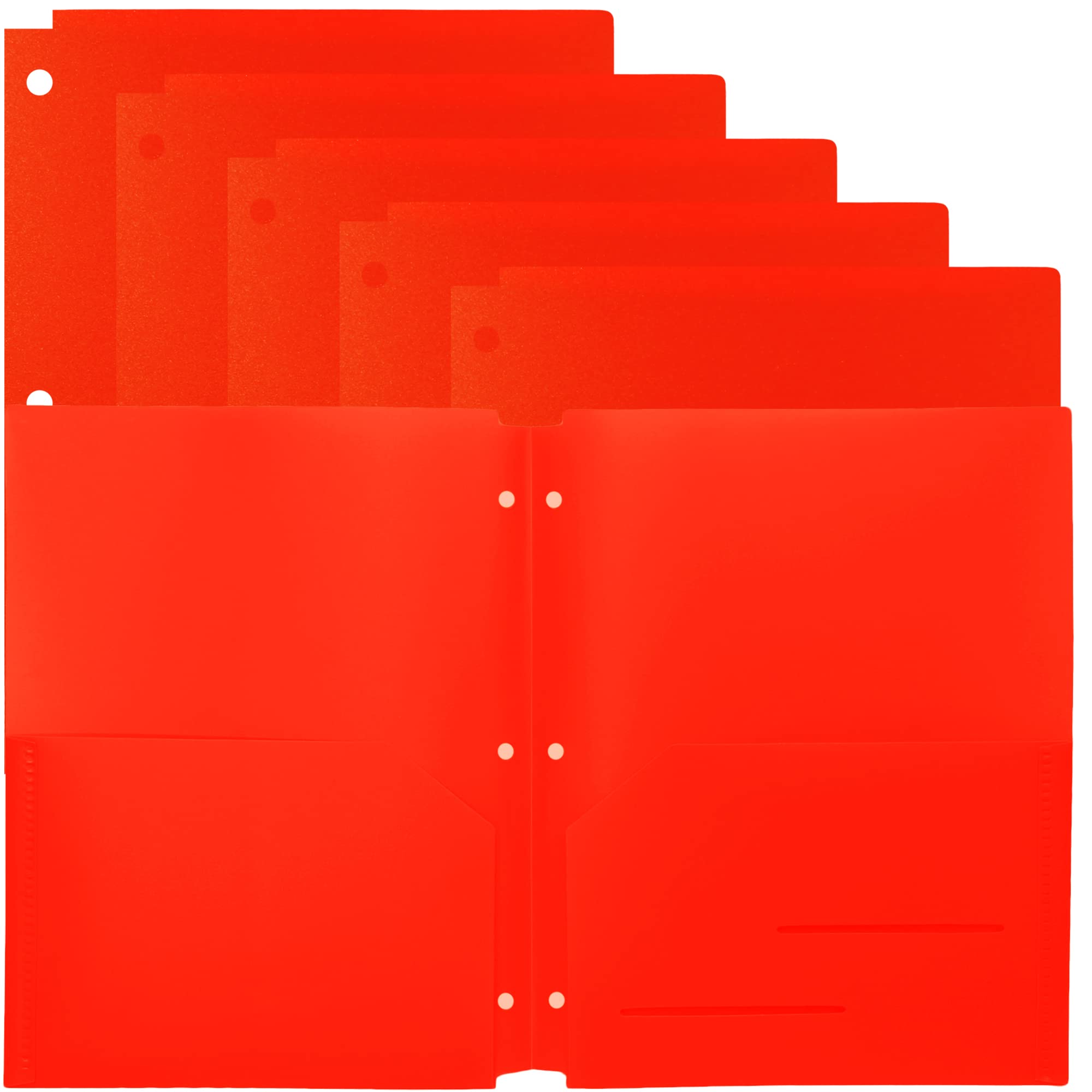 Youngever 6 Pack Heavy Duty Plastic Two Pocket Folders, Binder Dividers with Pocket, 3 Hole Punch Folder with Notches, Binder Folders