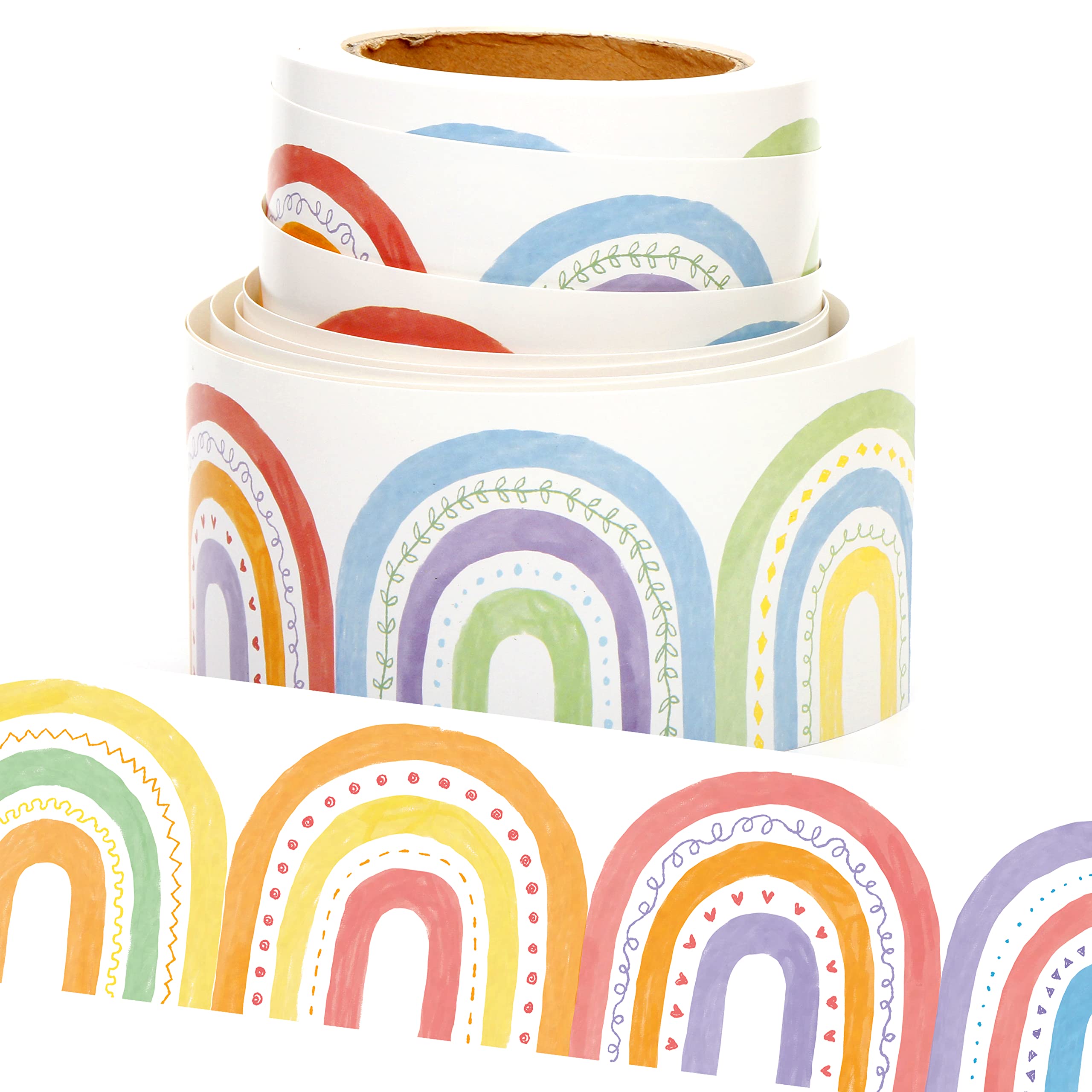 Youngever 52.5 ft Bulletin Board Borders for Classroom Decoration, Rainbow Design