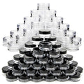 Youngever 140 Pcs Empty Plastic Cosmetic Samples Containers, 80 Pack 5G Plastic Jars With Lids (40 White,40 Black), 60 Pack 3G Cosmetic Jars with Lids (30 White,30 Black), 5 Mini Spatulas and Labels