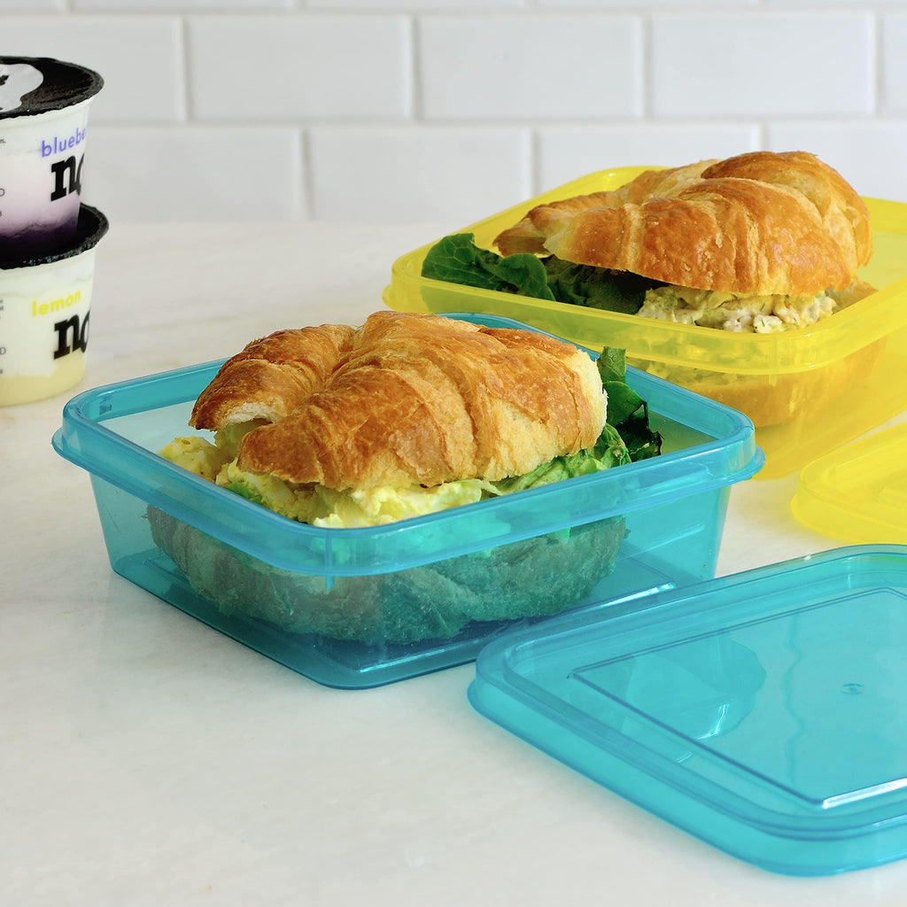 Youngever 3 Pack 20 Ounce Sandwich Containers for Lunch Box, Reusable Food Storage Containers, Meal Prep Containers, Single Sandwich