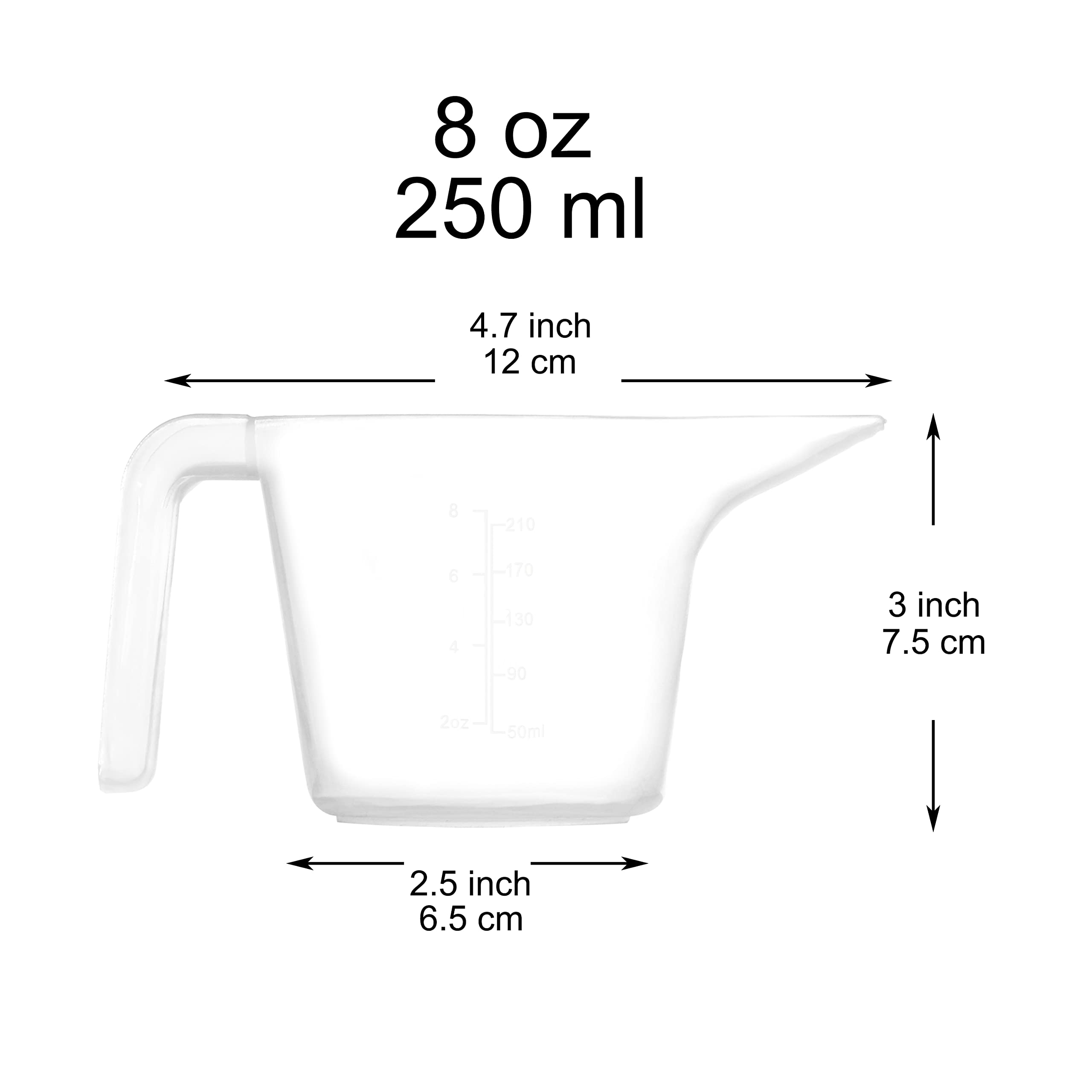 Youngever 4 Pack Plastic Measuring Cups, Clear Measuring Cups