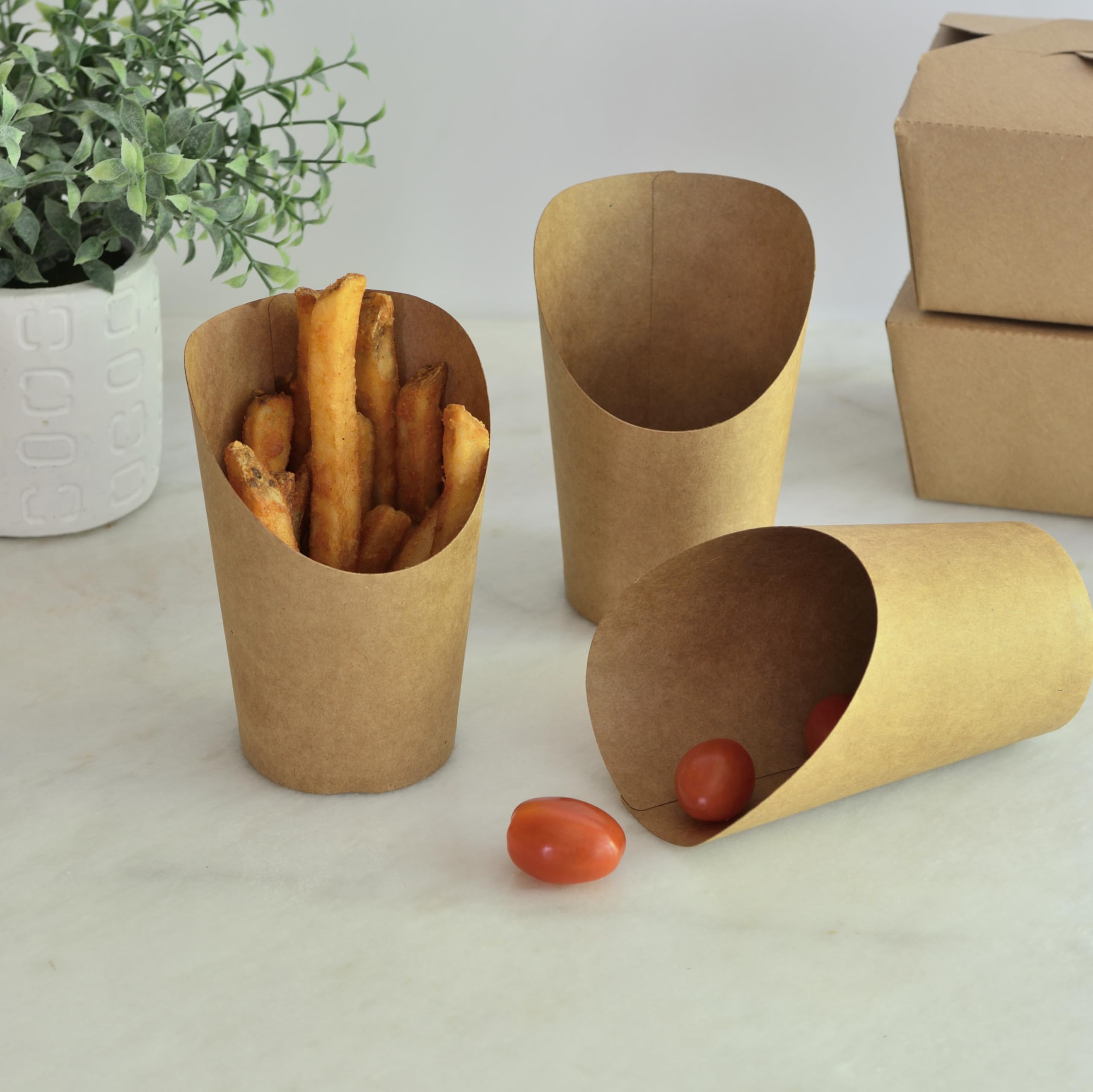Youngever 50 Pack 12 Ounce Disposable Charcuterie Cups, Paper French Fry Cups, Recyclable Paper French Fry holders, Stackable To Go Dessert Containers for all occasions