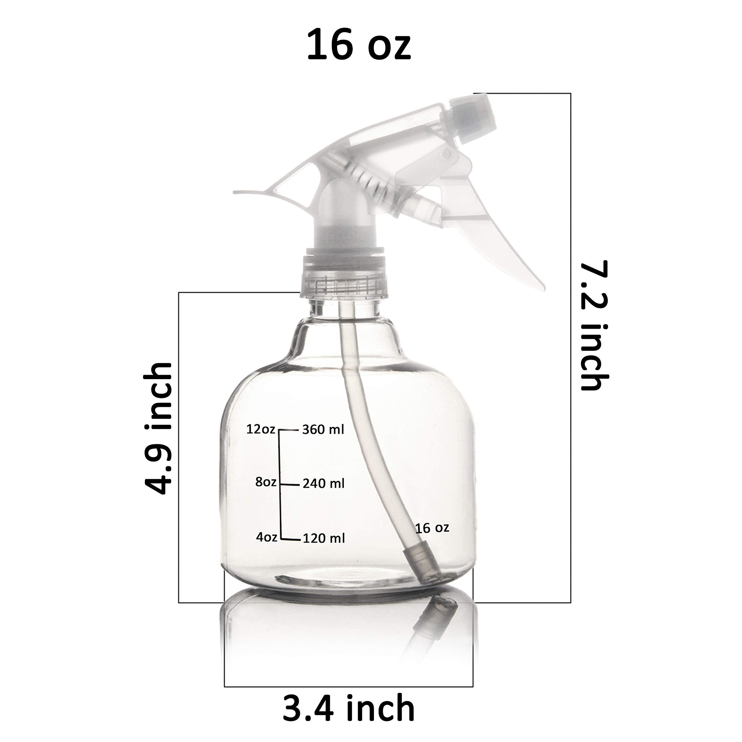 Youngever 6 Pack 16 Ounce Empty Plastic Spray Bottles, Spray Bottles for Hair and Cleaning Solutions