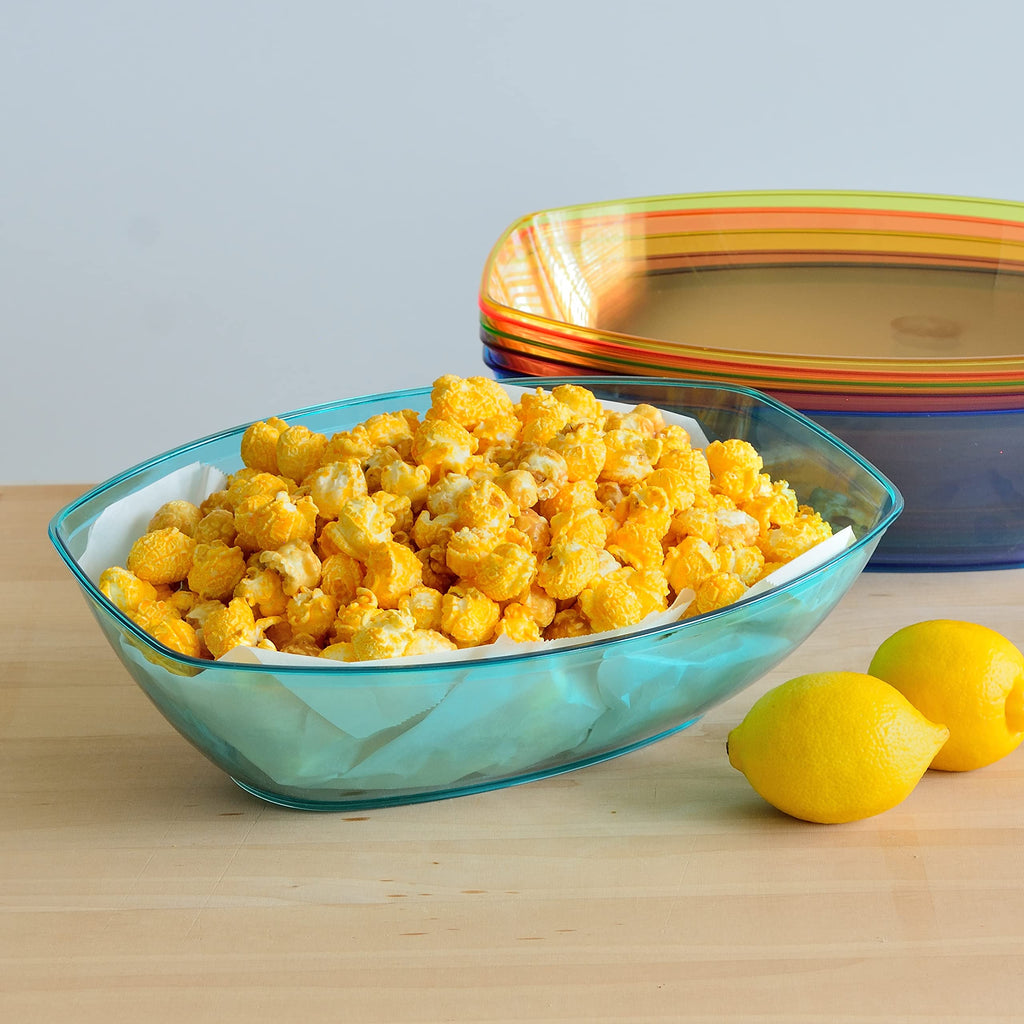 Youngever 8 Pack 2400ML Luau Plastic Mixing and Serving Bowls, Popcorn Bowls, Salad Bowls, Chip and Dip Serving Bowls, Set of 8 (Rainbow)