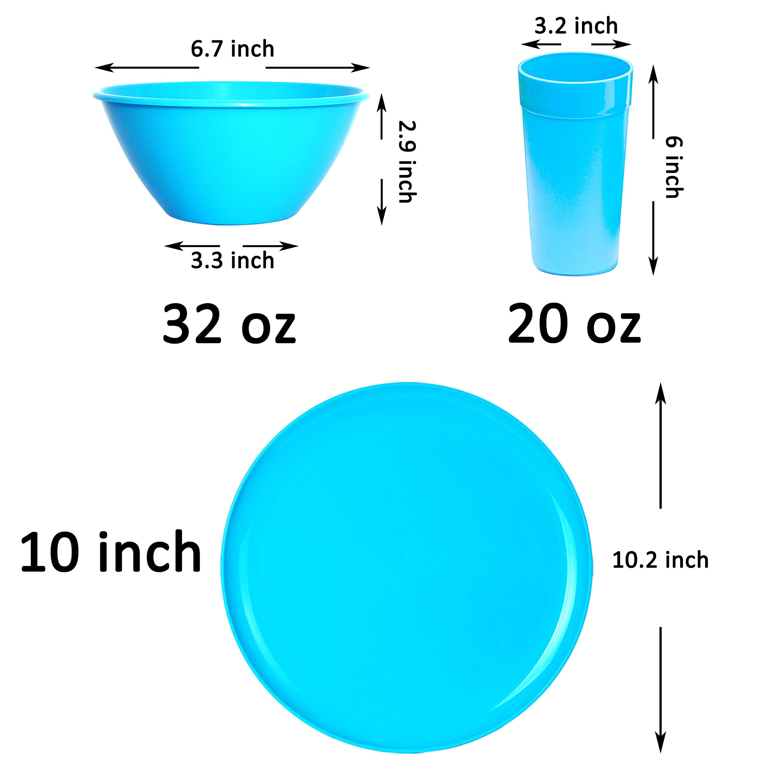 Youngever 18-Piece Plastic Kitchen Dinnerware Set, Plates, Dishes, Bowls, Cups, Service for 6