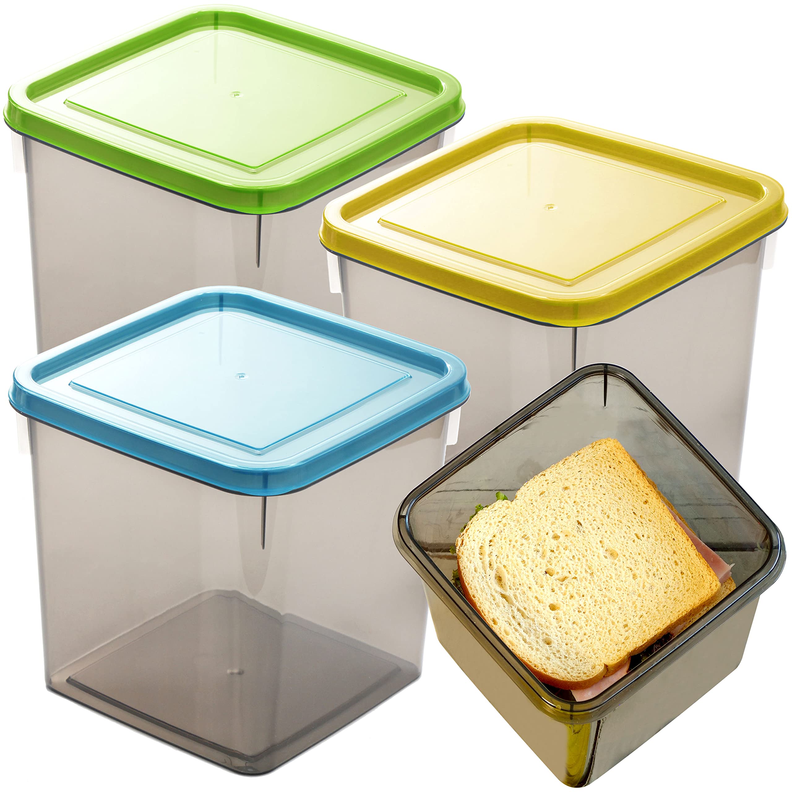 Youngever 3 Pack Sandwich Containers for Lunch Box, Reusable Food Storage Containers, Meal Prep Containers