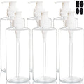 Youngever 6 Pack Clear Plastic Pump Bottles 16 Ounce, Empty Pump Bottles for Shampoo, Pump Bottles Bottles for Cleaning Solutions