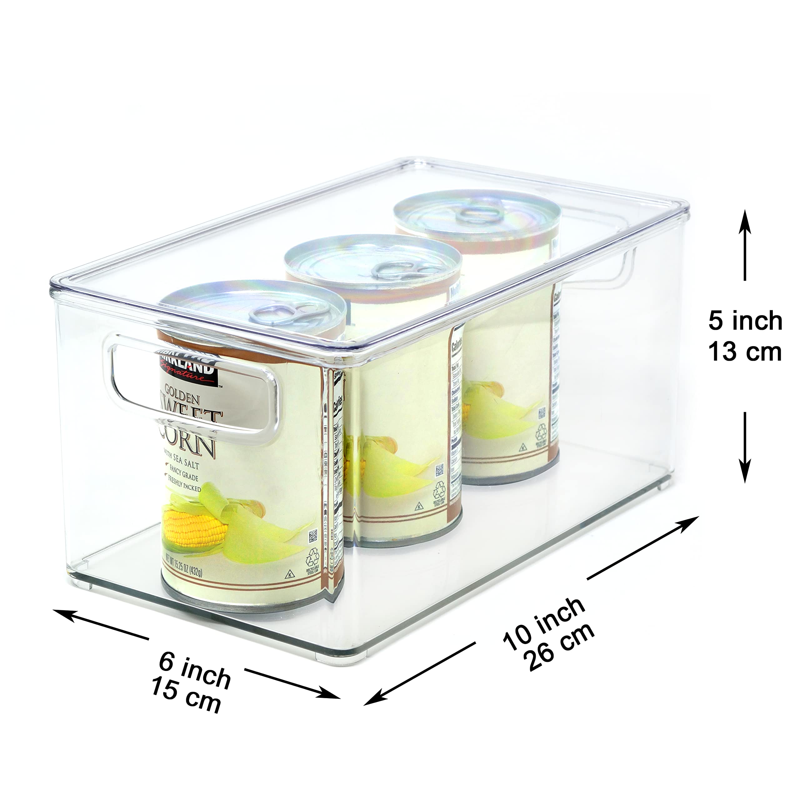 Youngever 2 Pack Stackable Plastic Storage Organizer Container Bins with Lids, Stackable Storage Bins with Handler for Refrigerator, Pantry