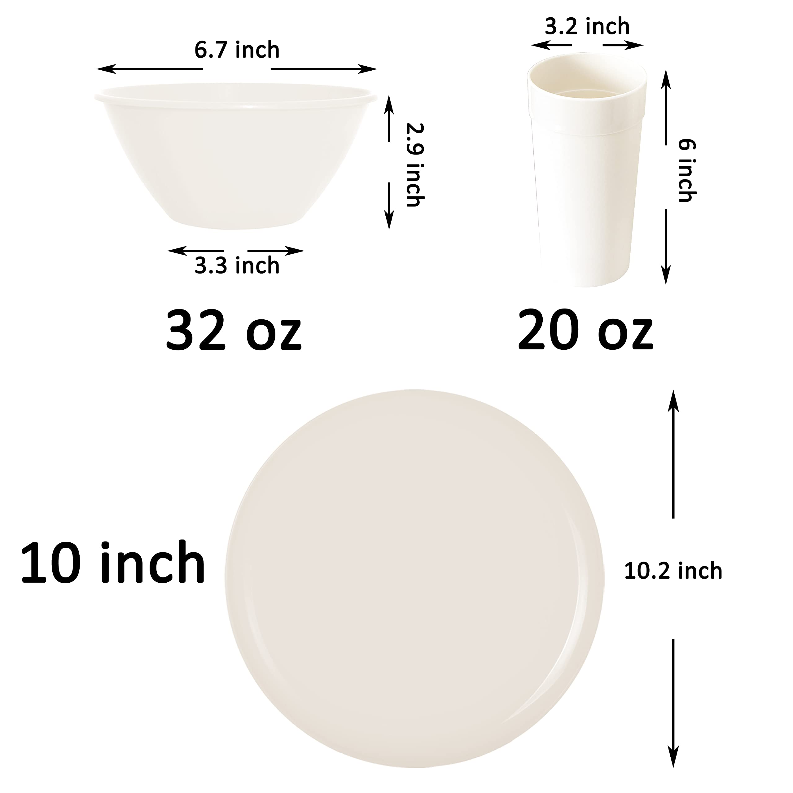 Youngever 18-Piece Plastic Kitchen Dinnerware Set, Plates, Dishes, Bowls, Cups, Service for 6