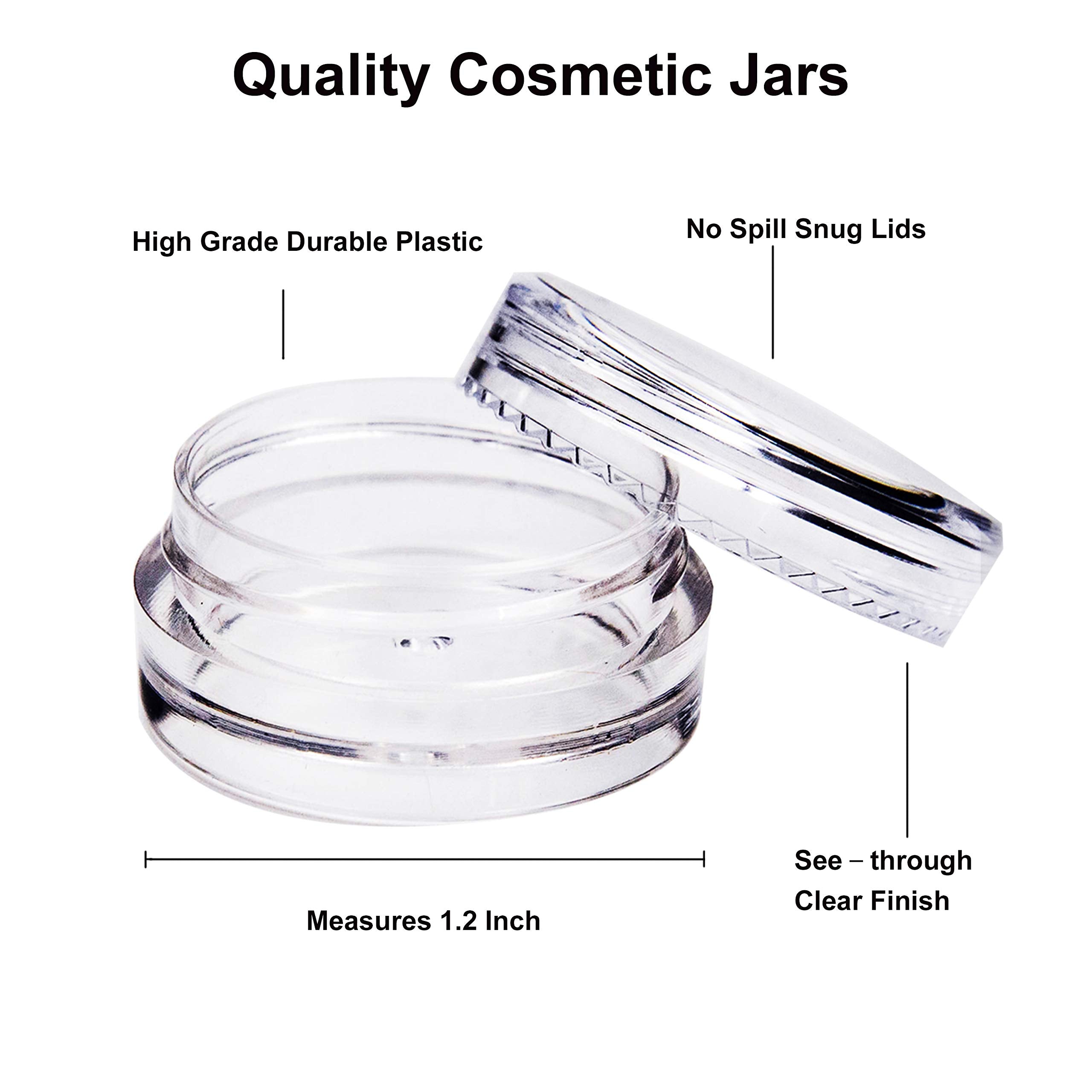 Youngever 140 Pcs Empty Plastic Cosmetic Samples Containers, Plastic Jars With Lids, 5 Mini Spatulas