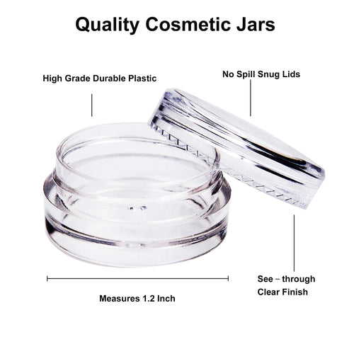 Youngever 140 Pcs Empty Plastic Cosmetic Samples Containers, Plastic Jars With Lids, 5 Mini Spatulas