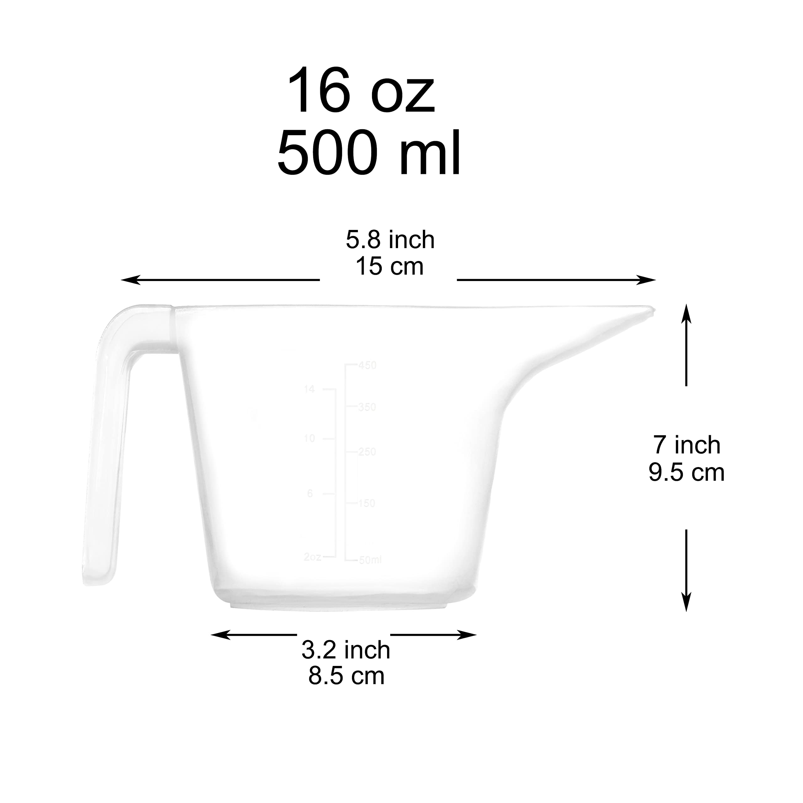 Youngever 4 Pack Plastic Measuring Cups, Clear Measuring Cups