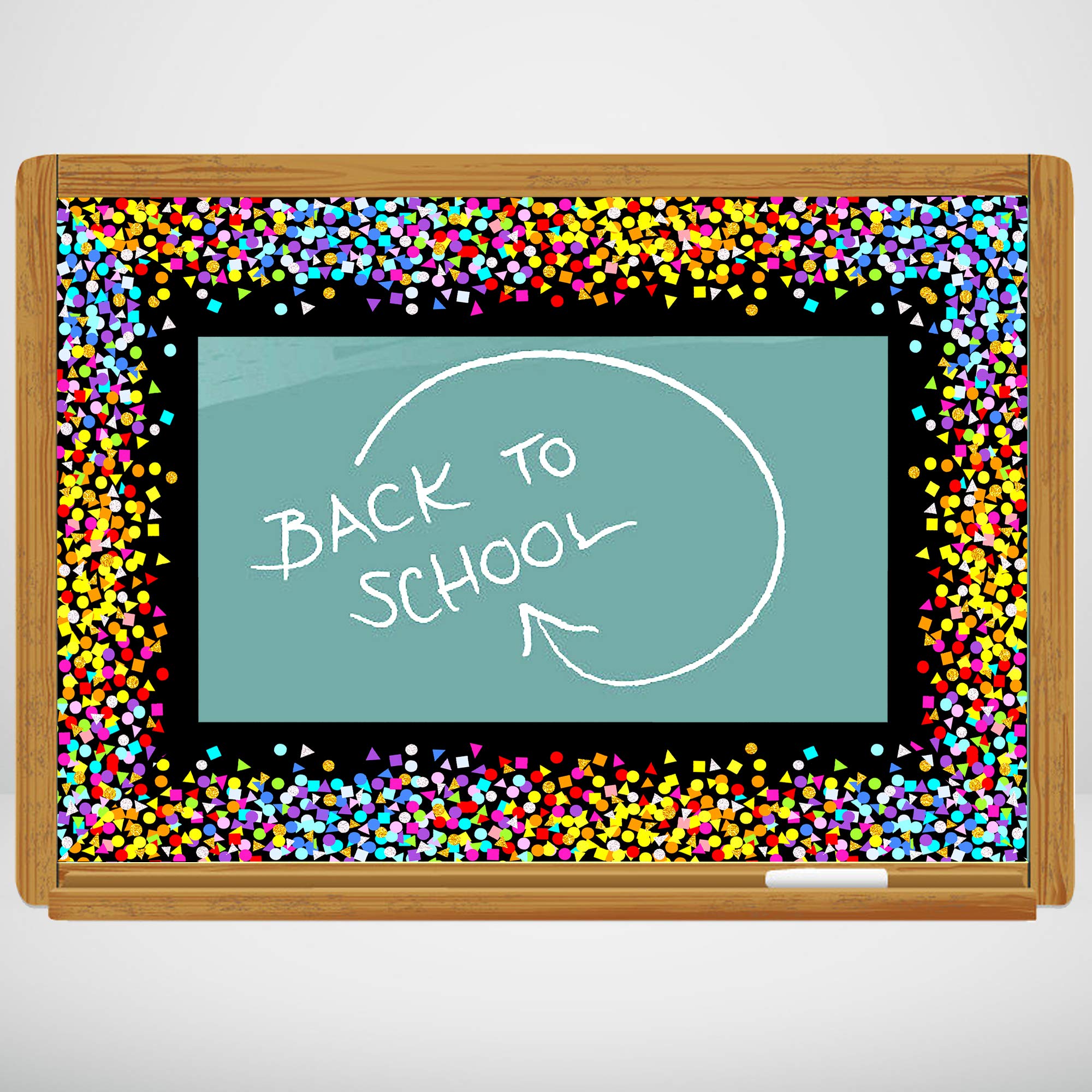 Youngever 52.5 ft Bulletin Board Borders Confetti Border for Classroom Decoration, Confetti on Black