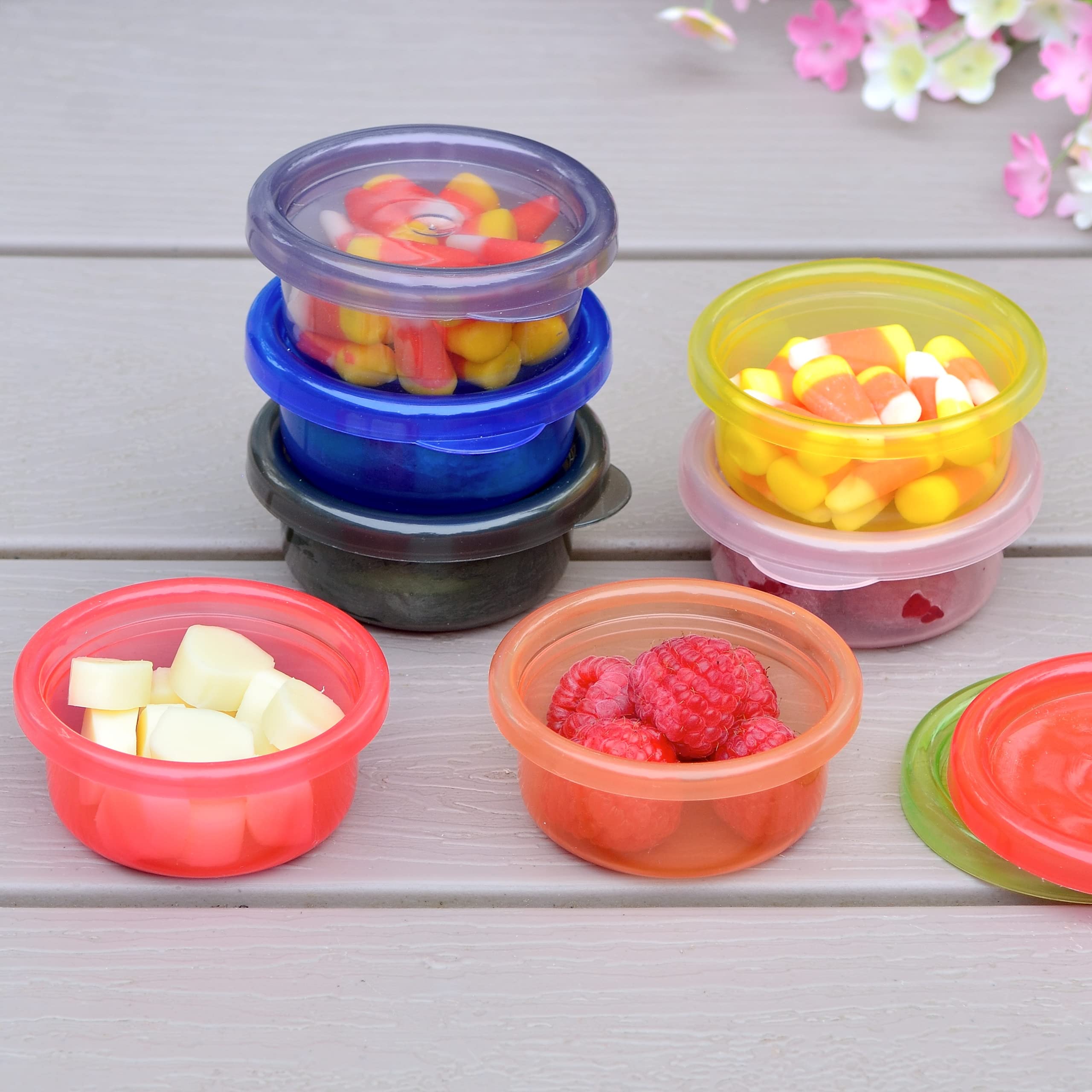 Youngever 9 Pack Snack and Meal Prep Containers, Small Food Storage With Lids, Condiment Cups, Sauce and Dressing Containers
