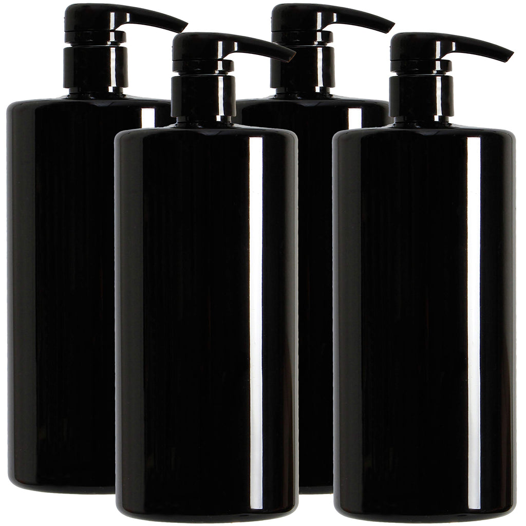 Youngever 4 Pack Pump Bottles for Shampoo, Empty Shampoo Pump Bottles, Plastic Cylinder with Lockdown-Leak Proof-Pumps