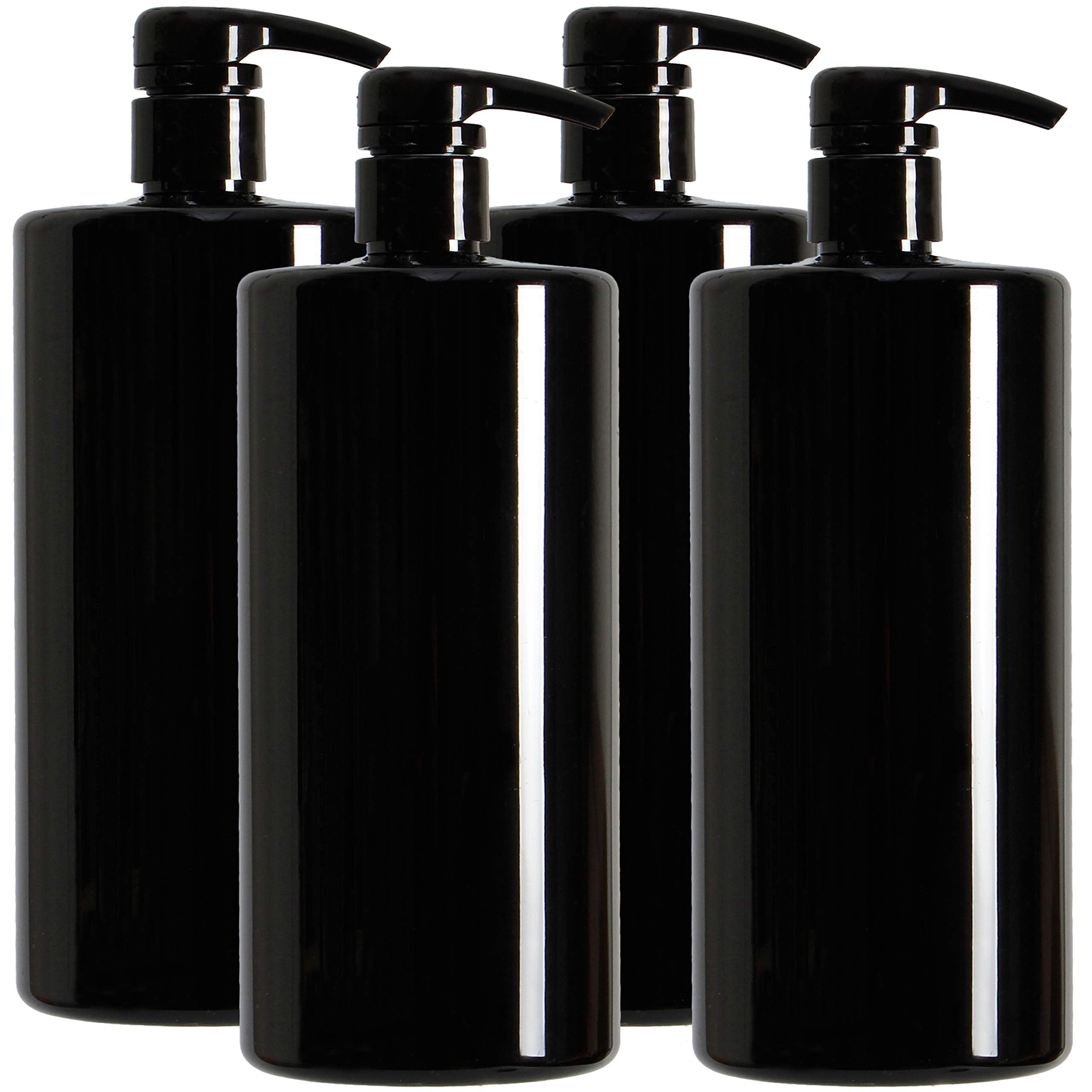 Youngever 4 Pack Pump Bottles for Shampoo, Empty Shampoo Pump Bottles, Plastic Cylinder with Lockdown-Leak Proof-Pumps