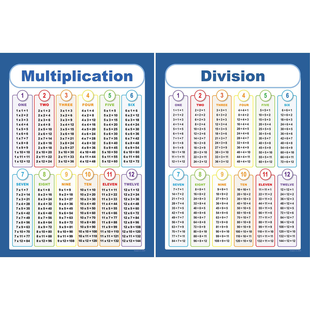 Youngever 24 x 18 inch Laminated Educational Posters, Teaching Posters, Classroom Posters (Multiplication and Division)
