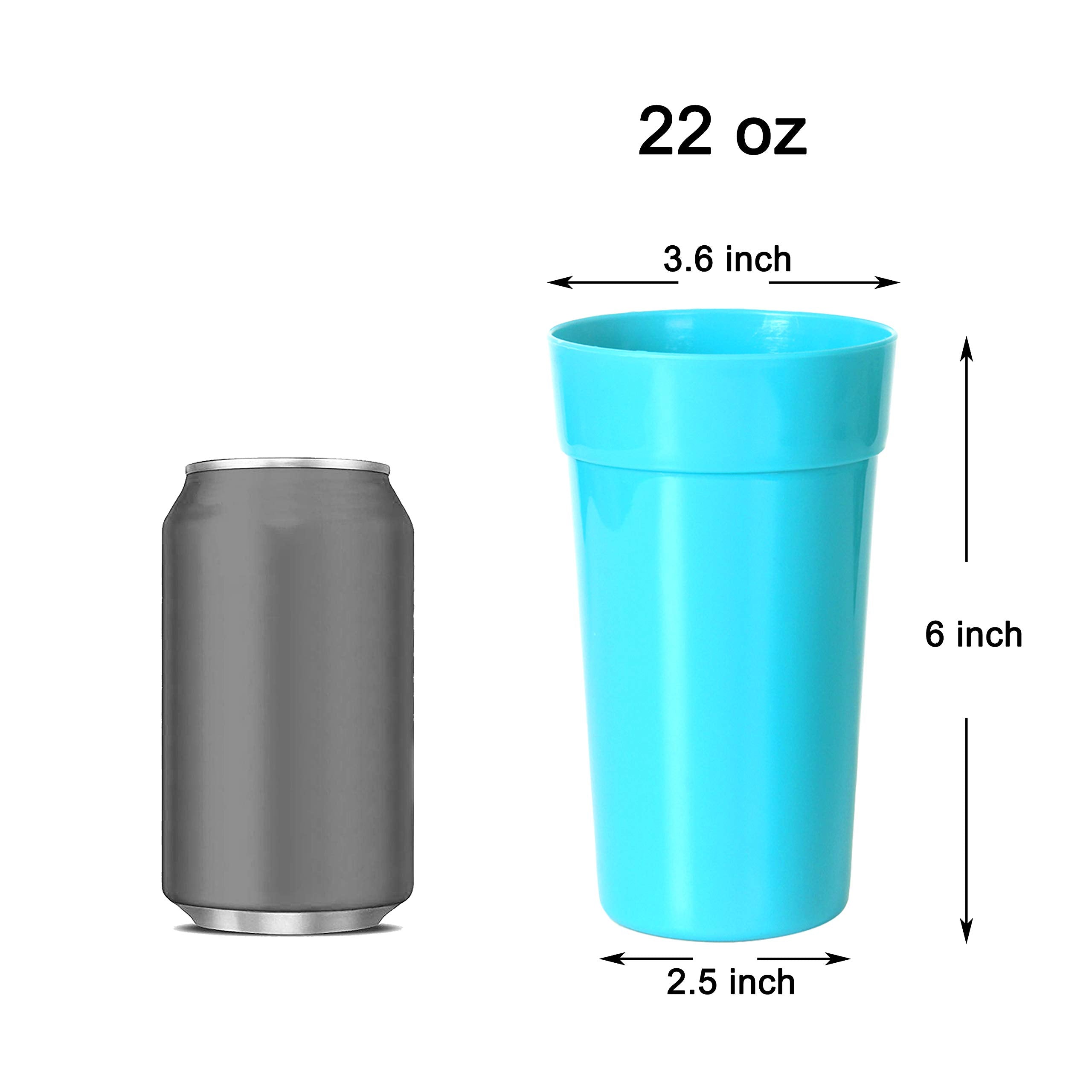 Youngever 9 Pack Plastic Tumblers, Unbreakable Drinking Glasses, Plastic Cups in 9 Assorted Colors (22 Ounce)