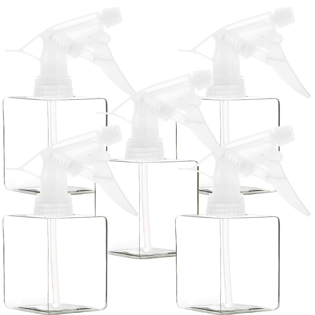 Youngever 5 Pack Empty Plastic Spray Bottles, Clear Square Spray Bottles for Hair and Cleaning Solutions