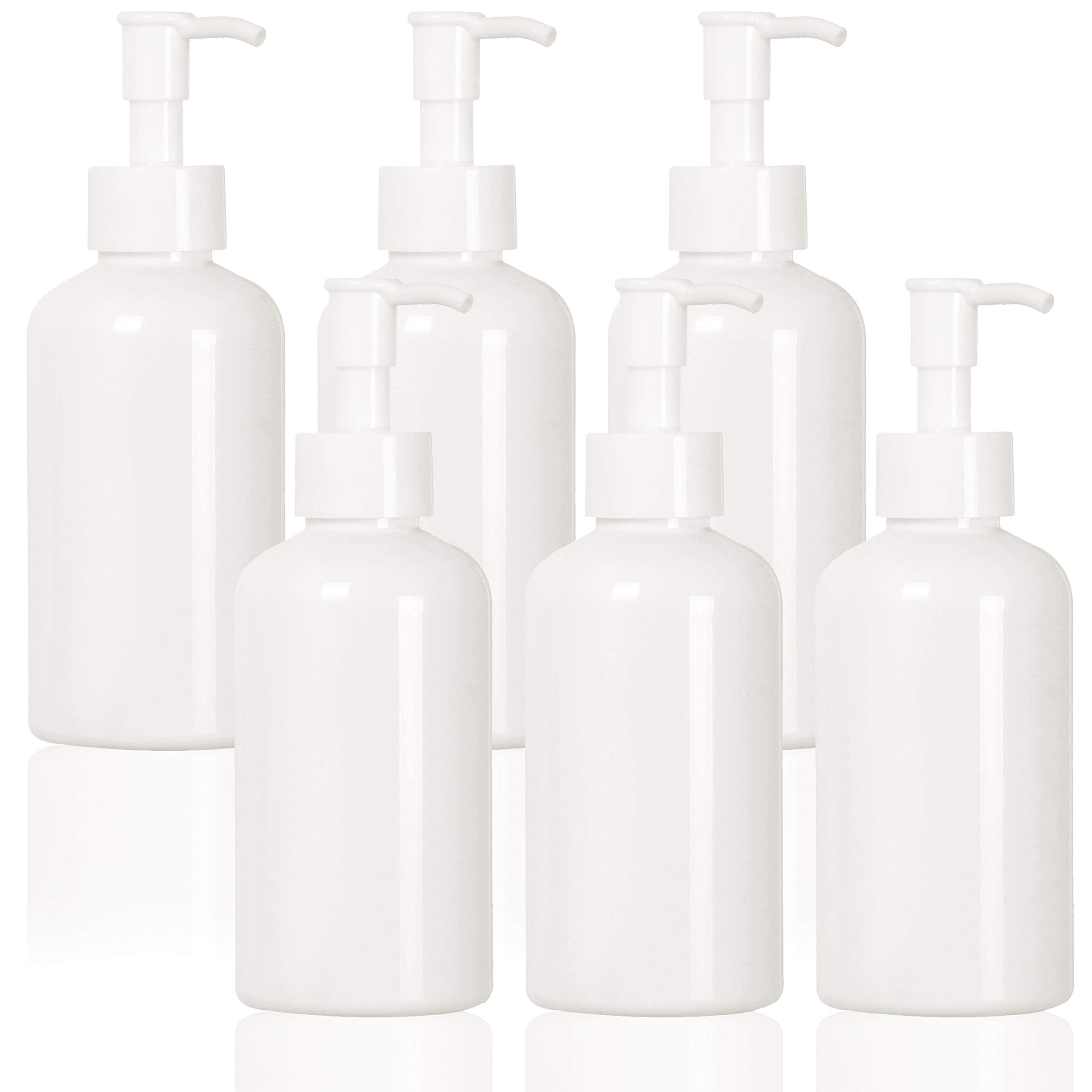 Youngever 6 Pack Plastic Pump Bottles 8 Ounce, Refillable Plastic Pump Bottles with Travel Lock