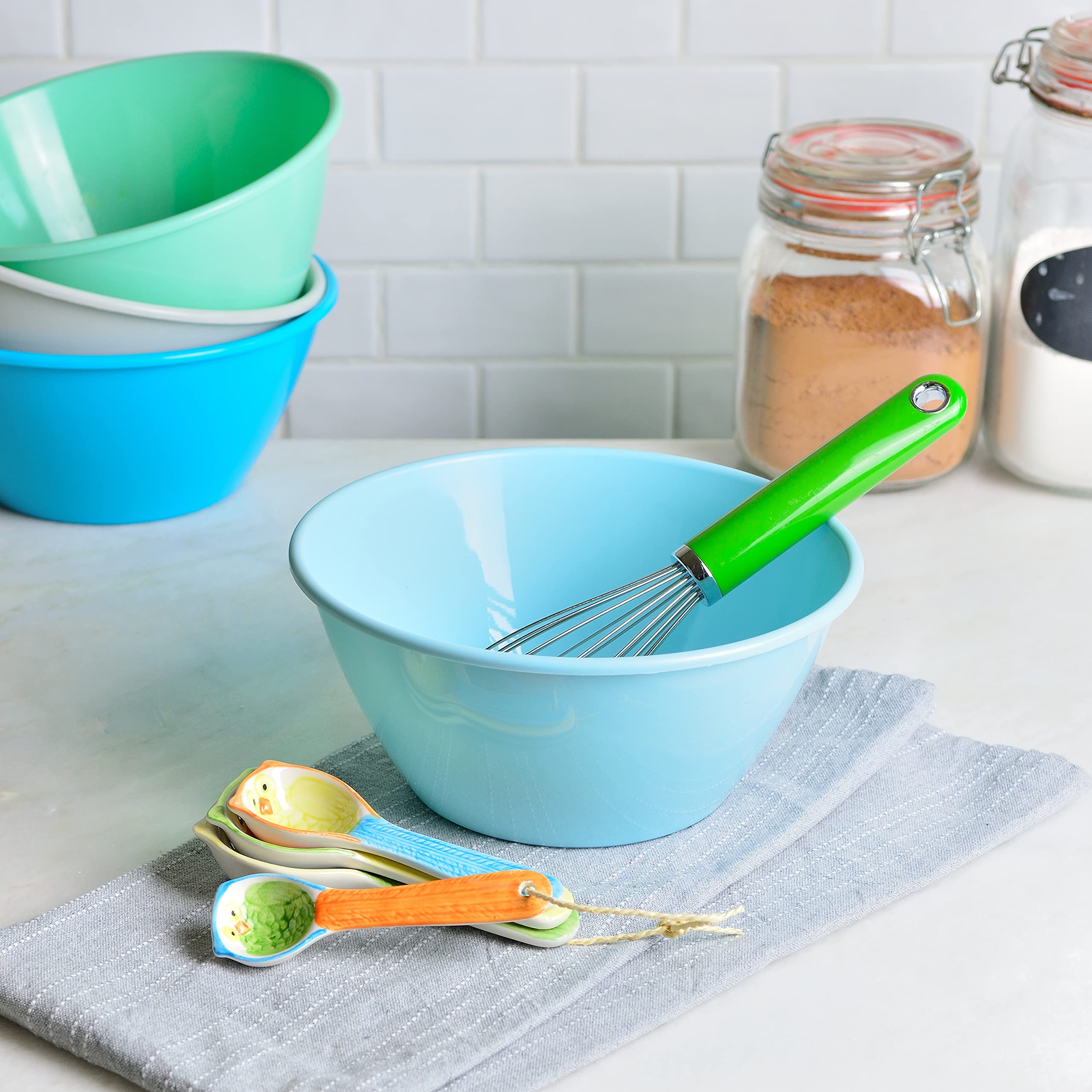 Youngever 50 Ounce Plastic Bowls, Large Cereal Bowls, Large Soup Bowls, Microwave Safe, Dishwasher Safe, Set of 9