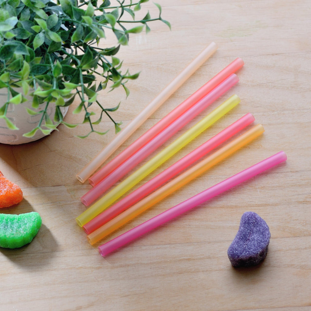 Youngever 7 Pack Kids Plastic Straws, 5 Inch Reusable Plastic Straws for Kids and Toddlers