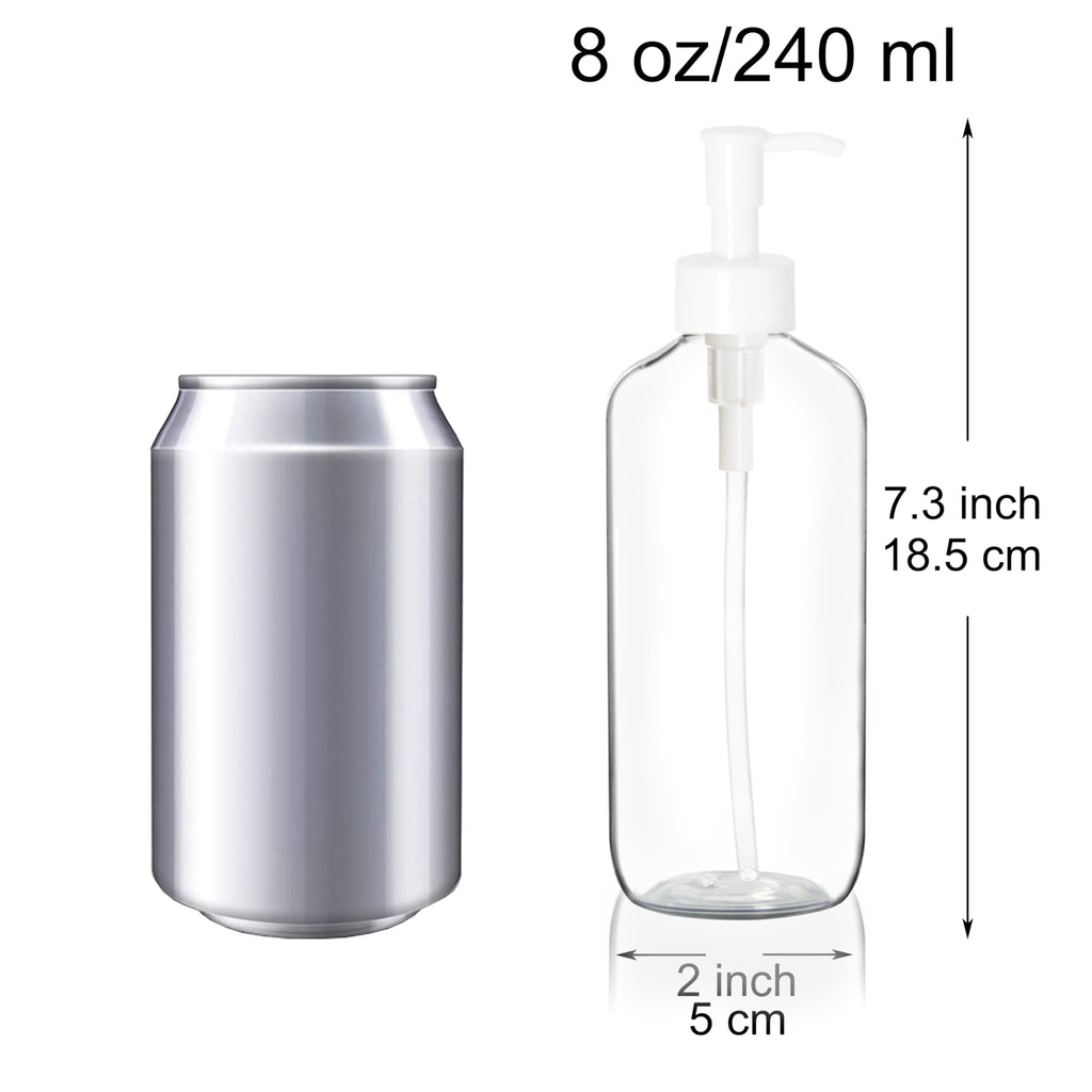 Youngever 10 Pack Plastic Pump Bottles 8 Ounce, Clear Refillable Plastic Pump Bottles