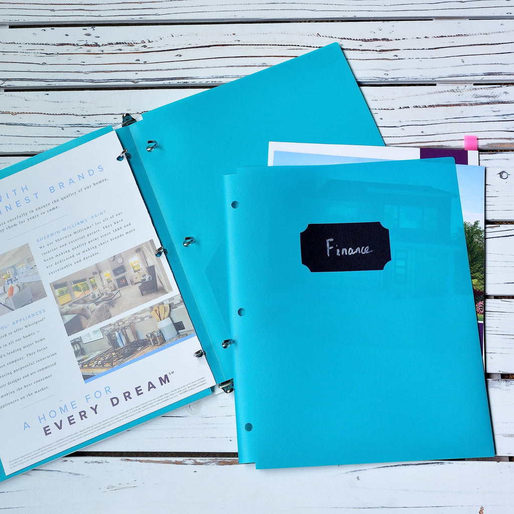 Youngever 6 Pack Heavy Duty Plastic Two Pocket Folders, Binder Dividers with Pocket, 3 Hole Punch Folder with Notches, Binder Folders