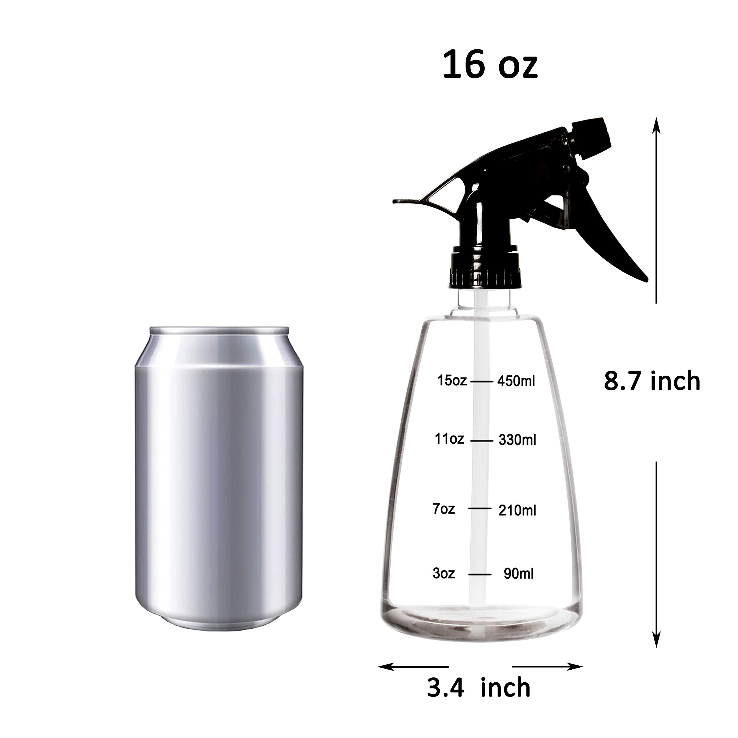 Youngever 5 Pack Empty Plastic Spray Bottles, 16 Ounce Spray Bottles for Hair and Cleaning Solutions