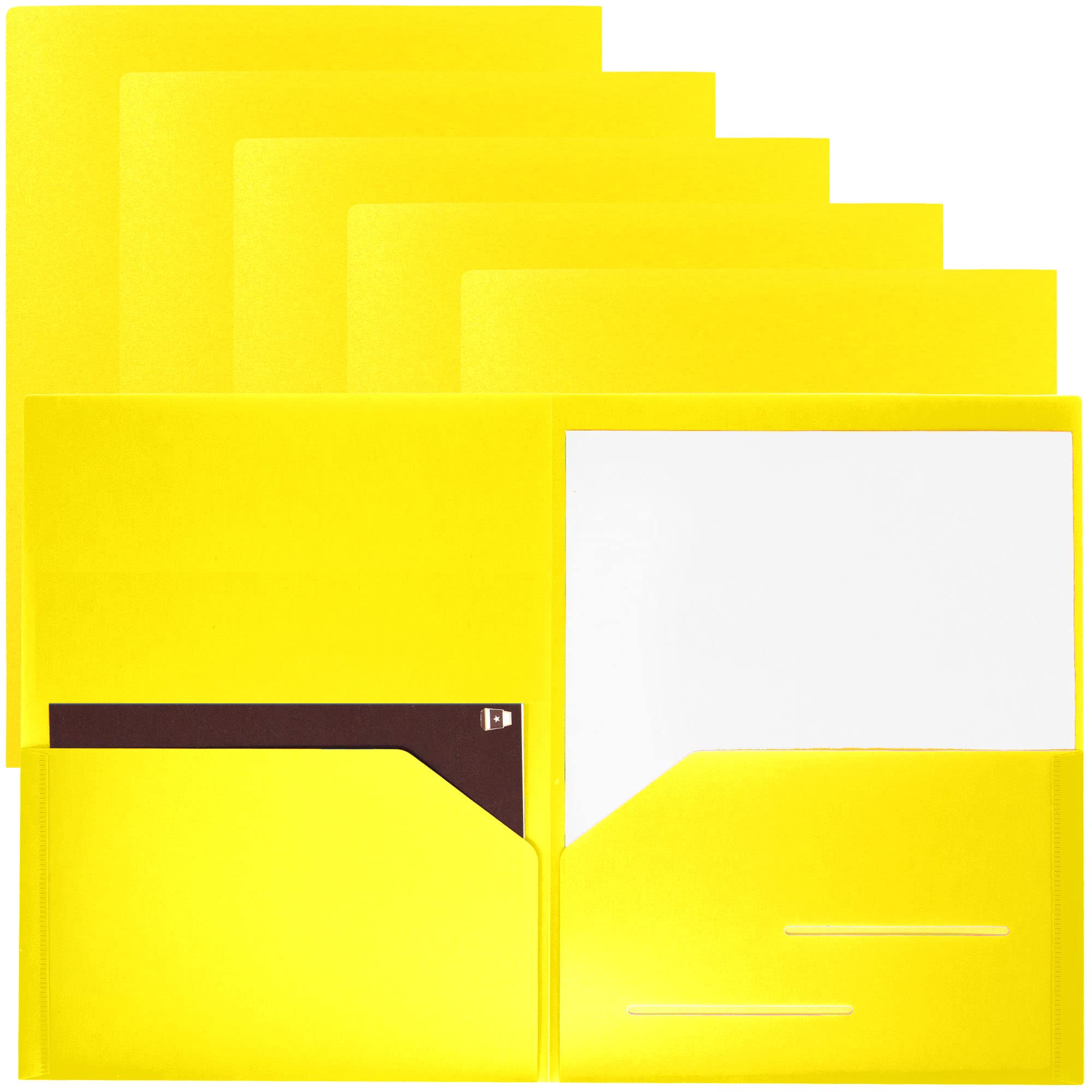 Youngever 6 Pack Heavy Duty Plastic Two Pocket Folders, Heavy Duty Plastic 2 Pocket Folder