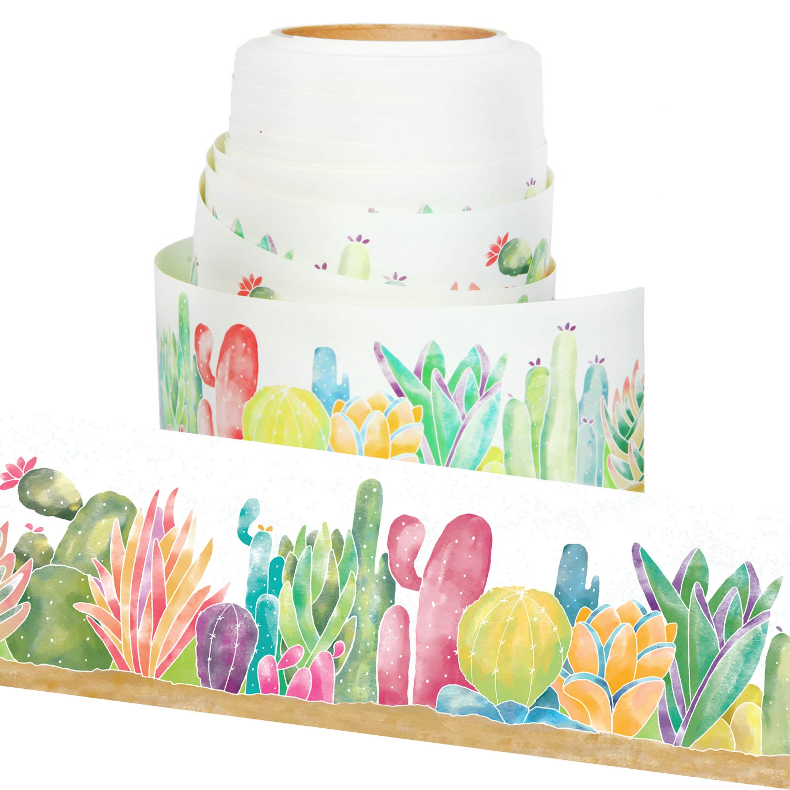 Youngever 52.5 ft Straight Border Trim, Bulletin Board Borders, Cactus Design