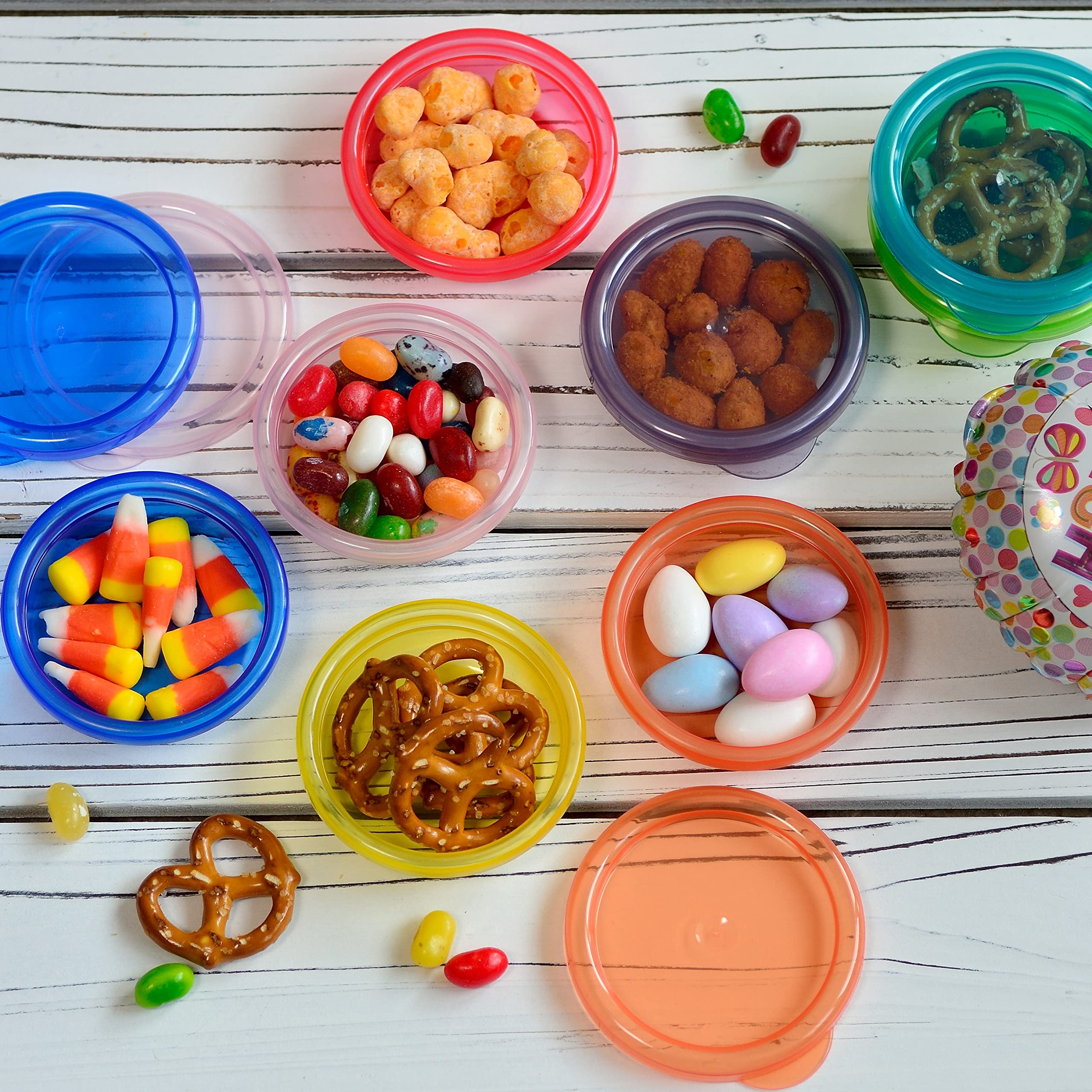 Youngever 9 Pack Snack and Meal Prep Containers, Small Food Storage With Lids, Condiment Cups, Sauce and Dressing Containers