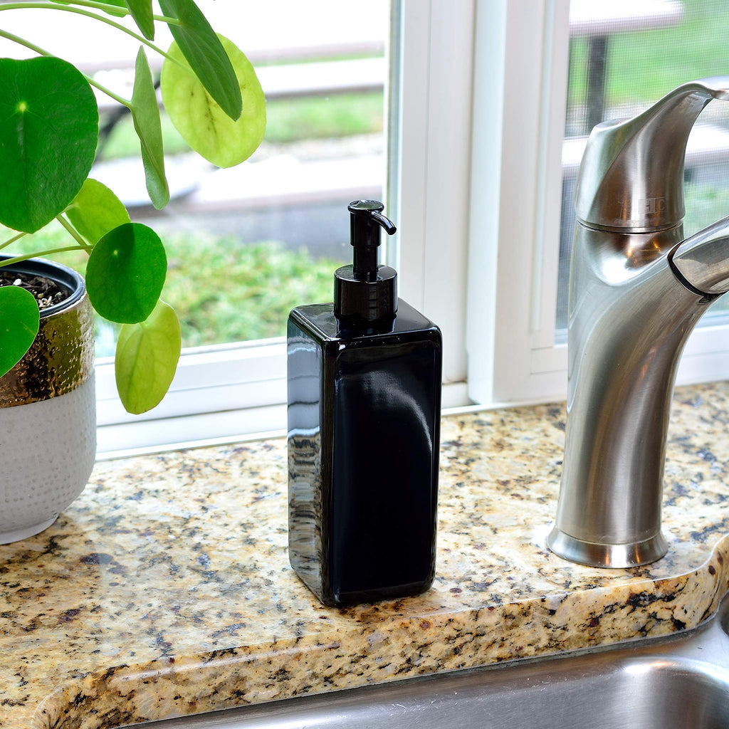 Youngever 5 Pack 16 Ounce Plastic Pump Bottles, Refillable Square Plastic Pump Bottles for Dispensing Lotions, Shampoos and More