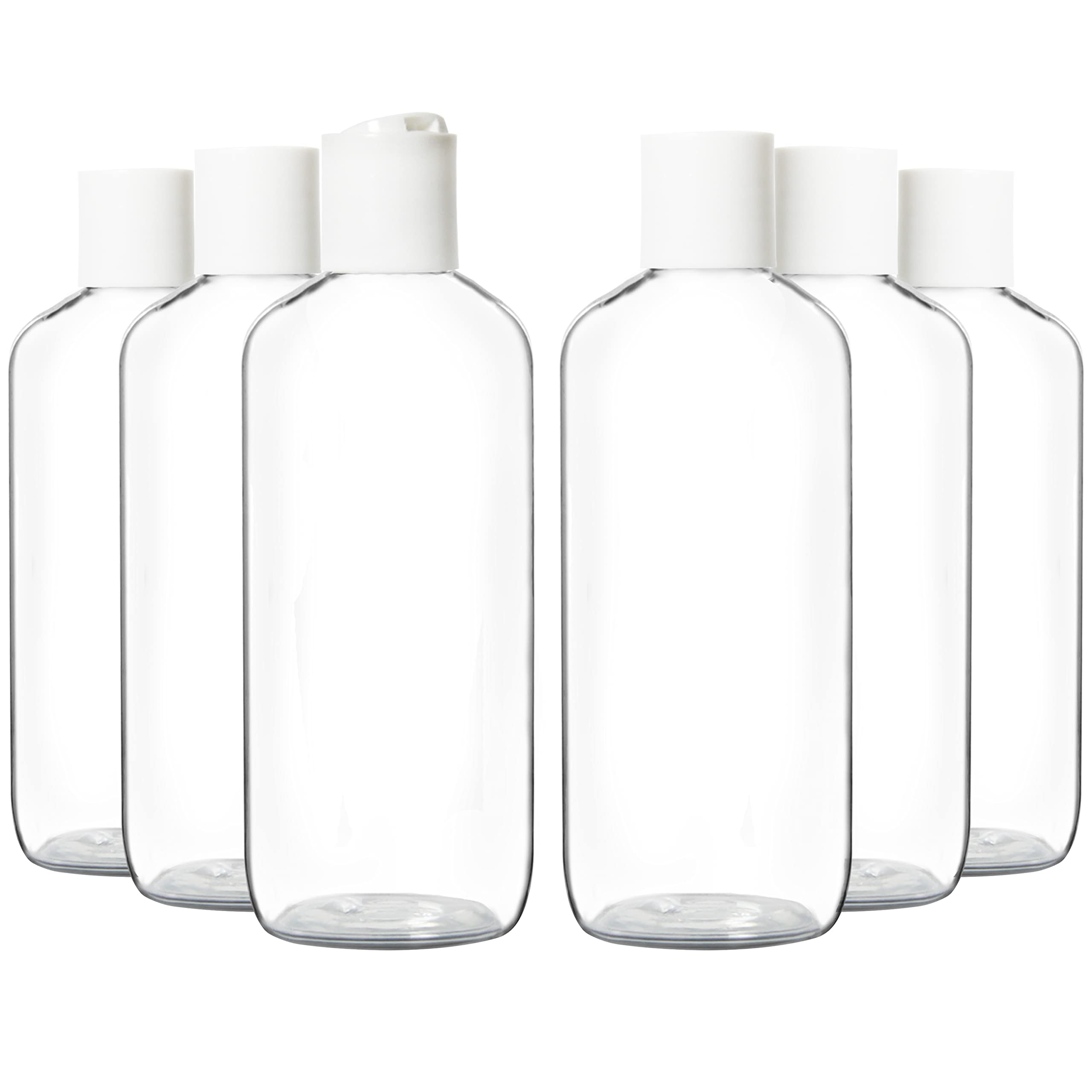 Youngever 6 Pack 16 Ounce Empty Squeeze Containers with Disc Cap, Plastic Bottles with Disc Top Flip Cap, Refillable Cosmetic Bottles, Squeeze Containers