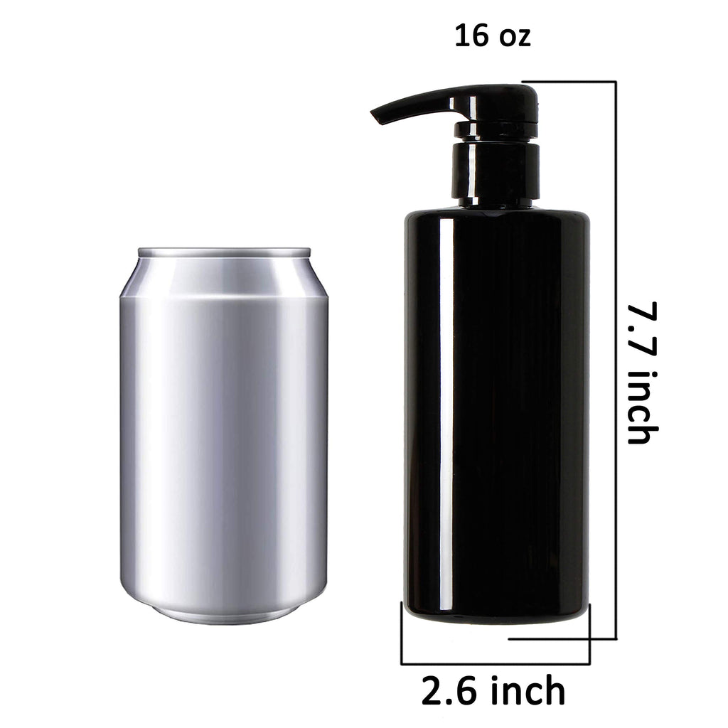 Youngever 5 Pack Black Plastic Pump Bottles 16 Ounce, Empty Pump Bottles for Shampoo, Pump Bottles Bottles for Cleaning Solutions