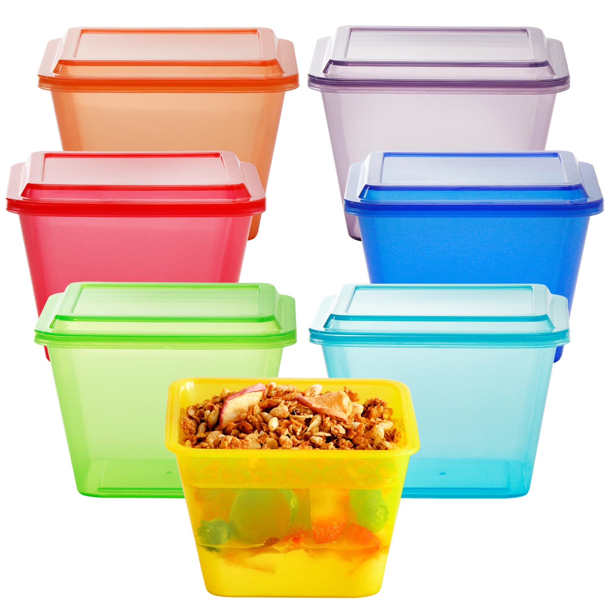 Youngever 7 Sets Plastic Parfait Cups, Reusable Plastic Dessert Cups with Lids and Inserts, Reusable Plastic Yogurt Cups with Inserts, Spill and Leak Proof