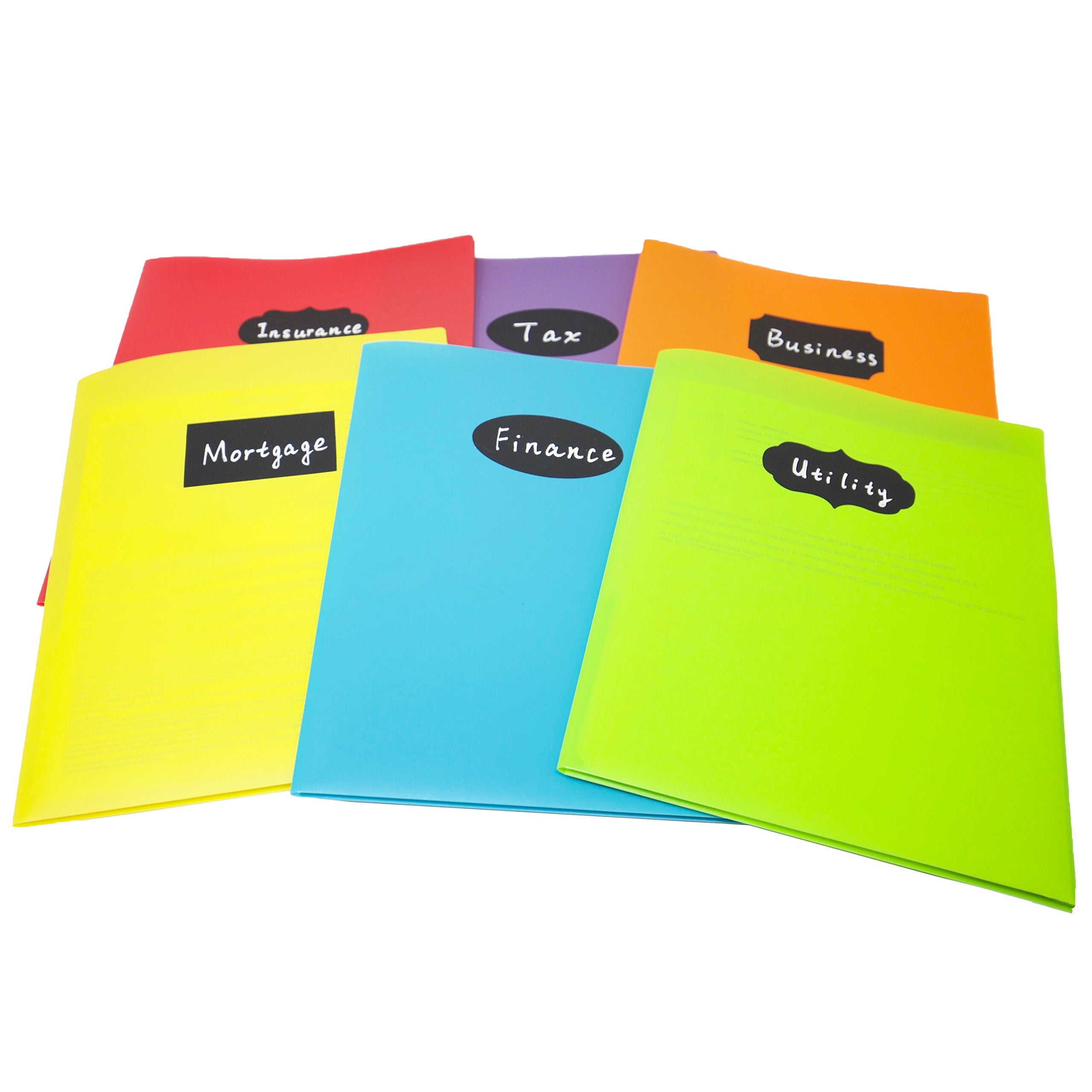 Youngever 6 Pack Heavy Duty Plastic Two Pocket Folders, Heavy Duty Plastic 2 Pocket Folder