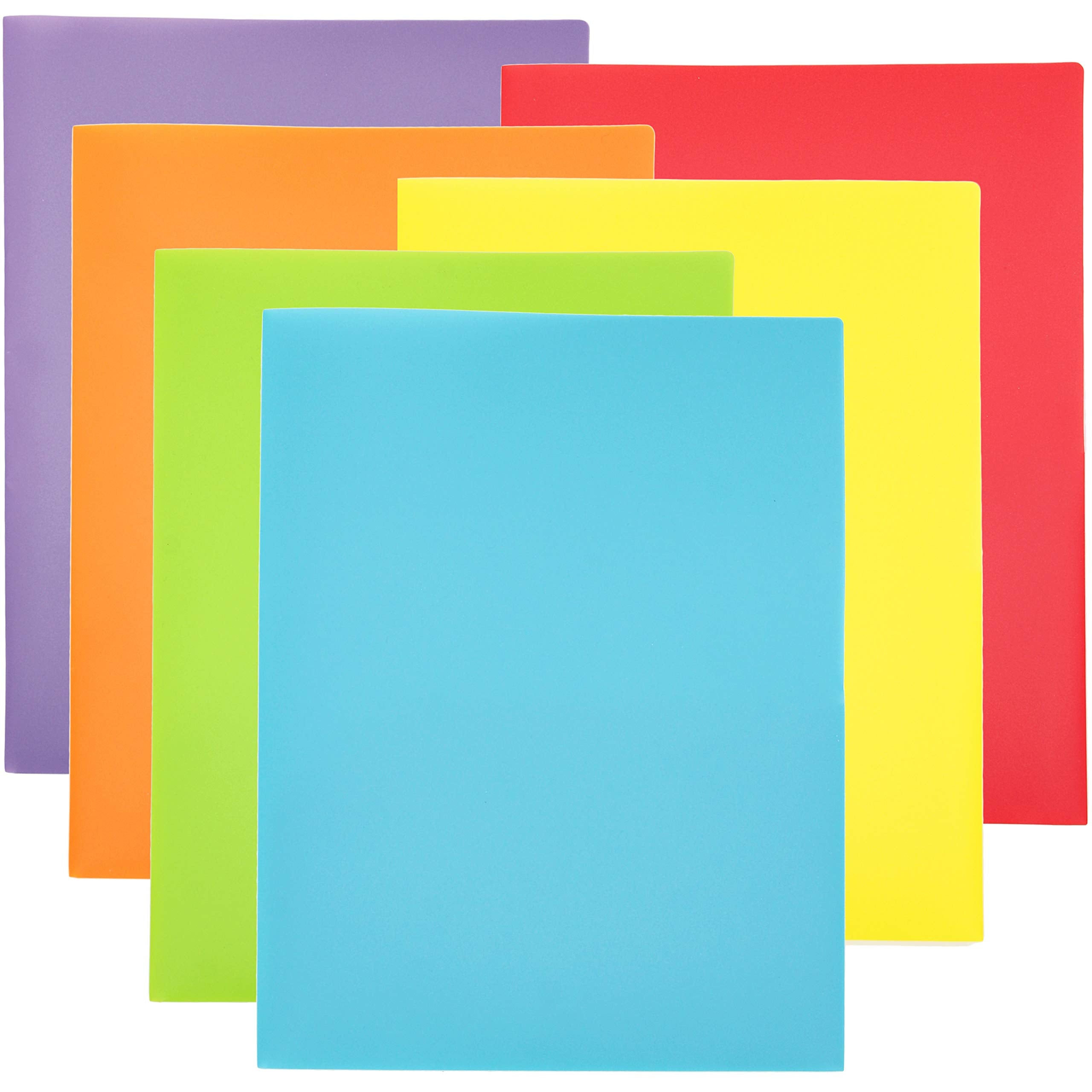 Youngever 6 Pack Heavy Duty Plastic Two Pocket Folders, Heavy Duty Plastic 2 Pocket Folder