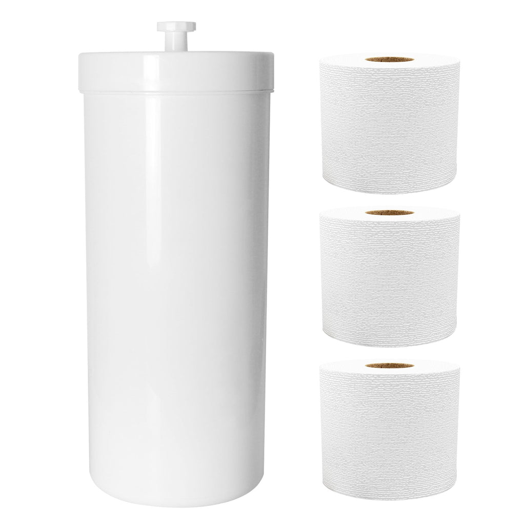 Youngever Plastic Toilet Paper Holder Stand, 3 Rolls Toilet Tissue Holder, Compact Toilet Tissue Rolls Organizer with Lid