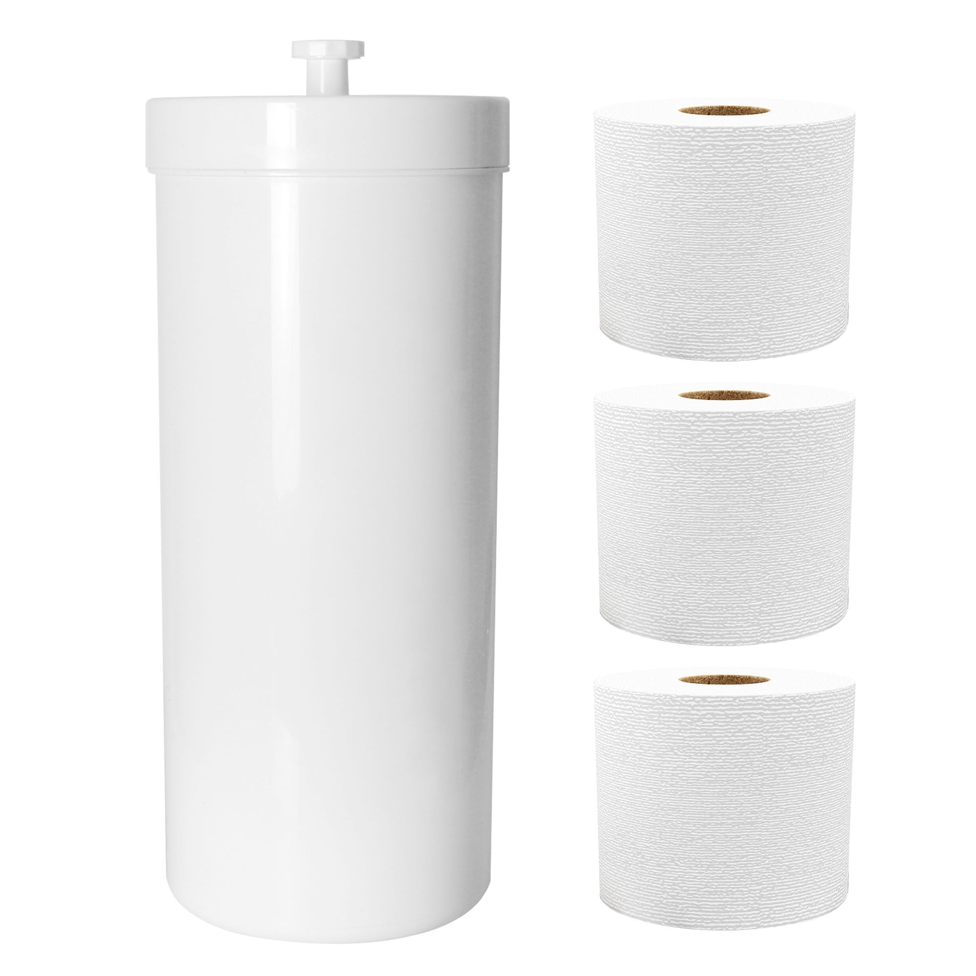 Youngever Plastic Toilet Paper Holder Stand, 3 Rolls Toilet Tissue Holder, Compact Toilet Tissue Rolls Organizer with Lid