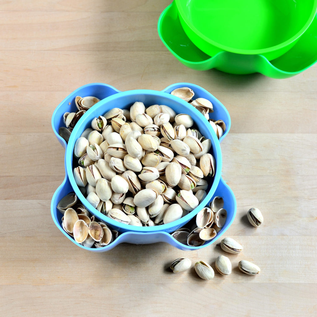 Youngever 2 Pack Plastic Nut Bowls, Double Dish Snack Serving Bowls, 8 Inch Pistachio Bowl, Nuts Serving Bowl for Peanuts, Pistachio, Edamame, Fruit