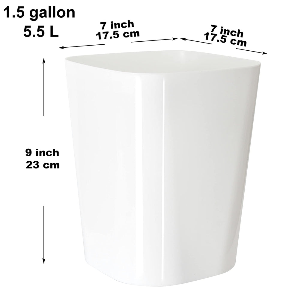 Youngever 2 Pack 1.5 Gallon Square Trash Can, Plastic Garbage Container Bin, Small Trash Bin for Home Office, Living Room, Study Room, Kitchen, Bathroom