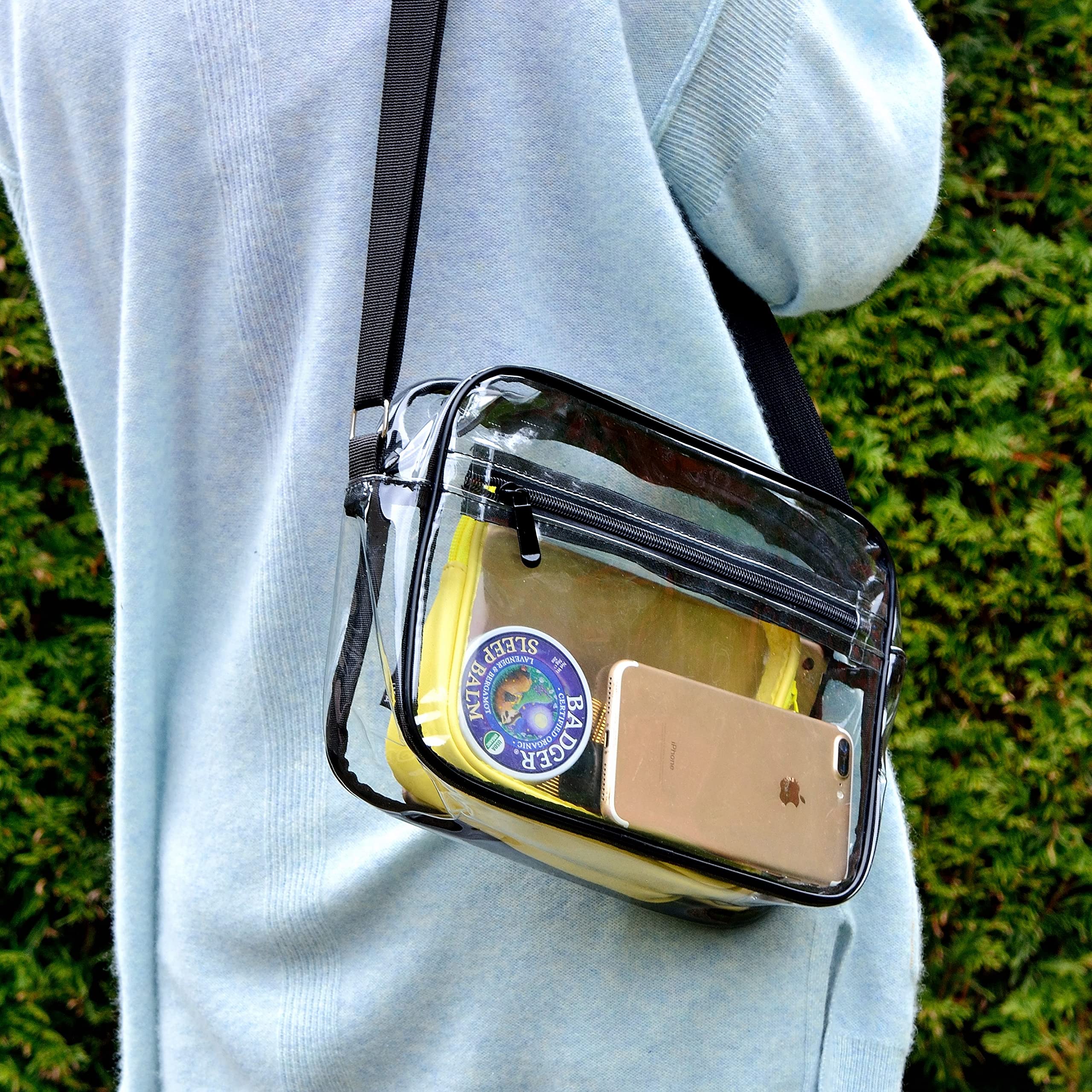 Youngever Clear Messenger Bag, Stadium Approved Clear Bag, Adjustable Cross-Body Strap Clear Plastic Bag