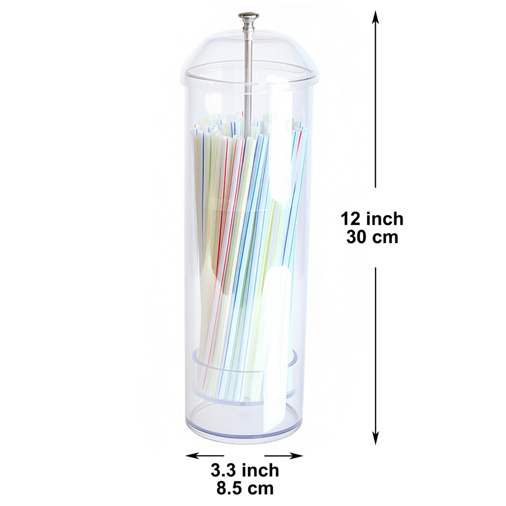 Youngever Straw Dispenser, Plastic Drinking Straw Container with Lid (Long Straw)